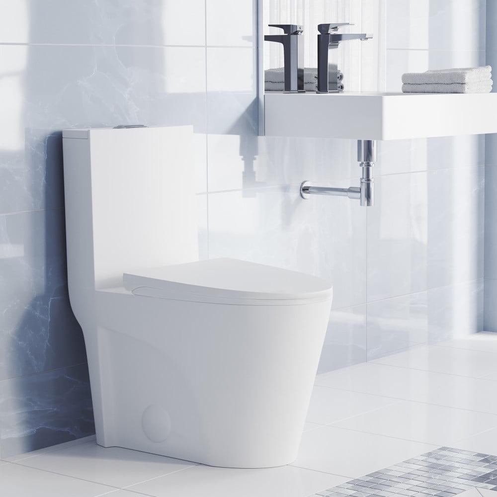 Matte White One-Piece Elongated Dual-Flush Toilet