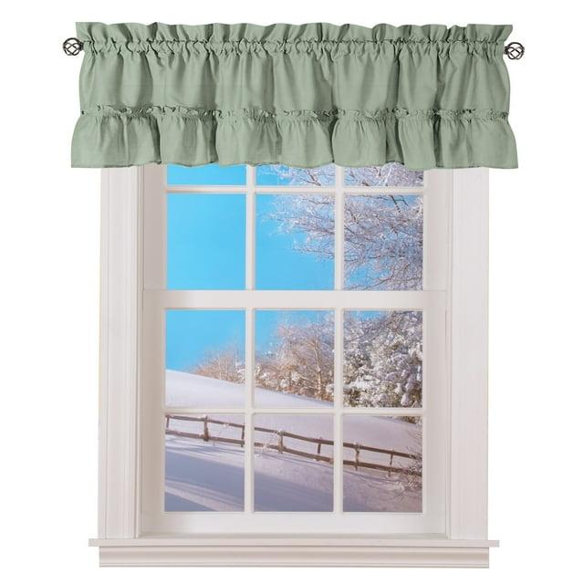 Ellis Stacey 1.5" Rod Pocket High Quality Fabric Solid Color Window Ruffled Filler Valance 54"x13" Sage