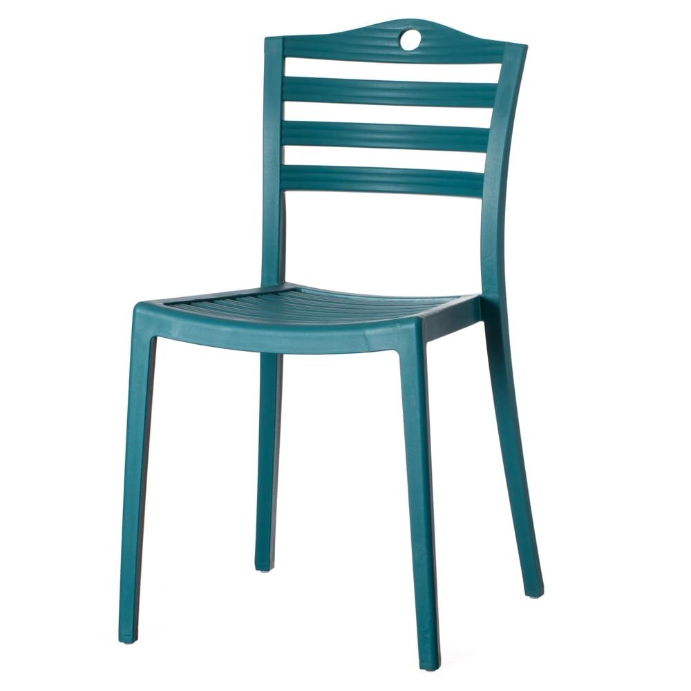 Fabulaxe Plastic Dining Chair with Ladderback Design, Blue