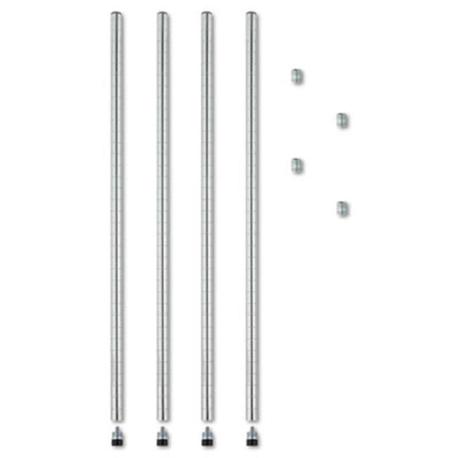 36" Silver Stackable Wire Shelving Posts, 4 Pack