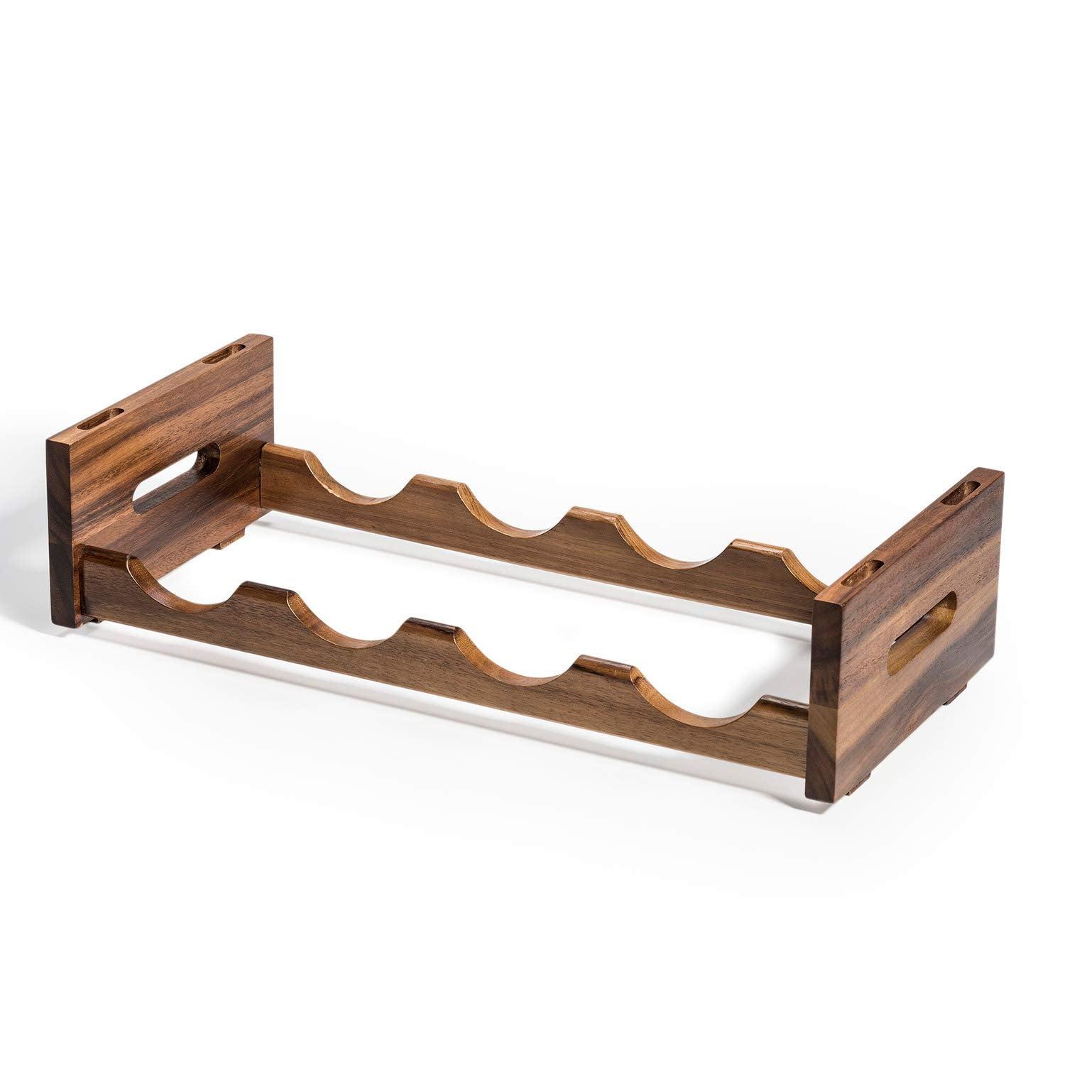 Acacia Wood Stackable 4 Bottle Wine Rack