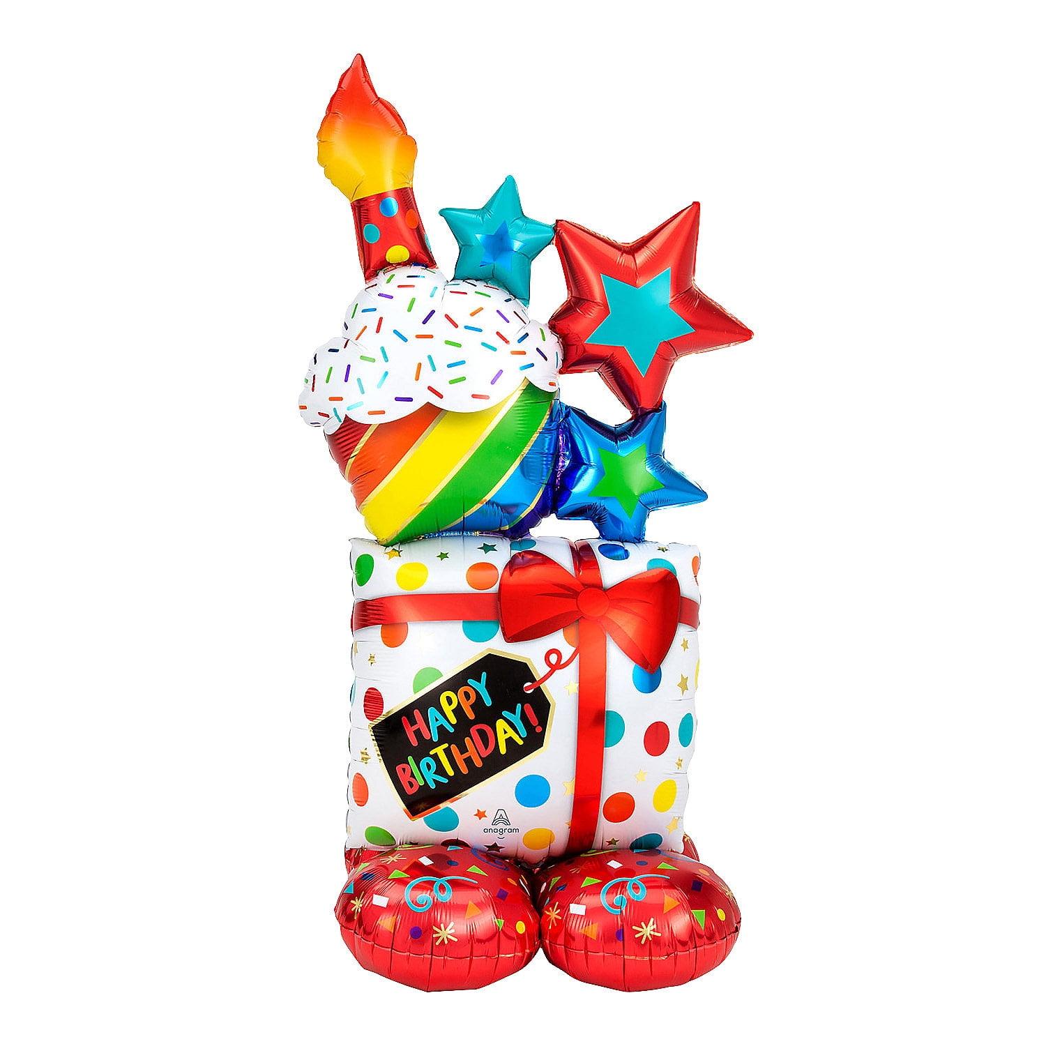 LoonBalloon Giant 55 Inch Birthday Stacked Gift Balloon - Air-Inflatable