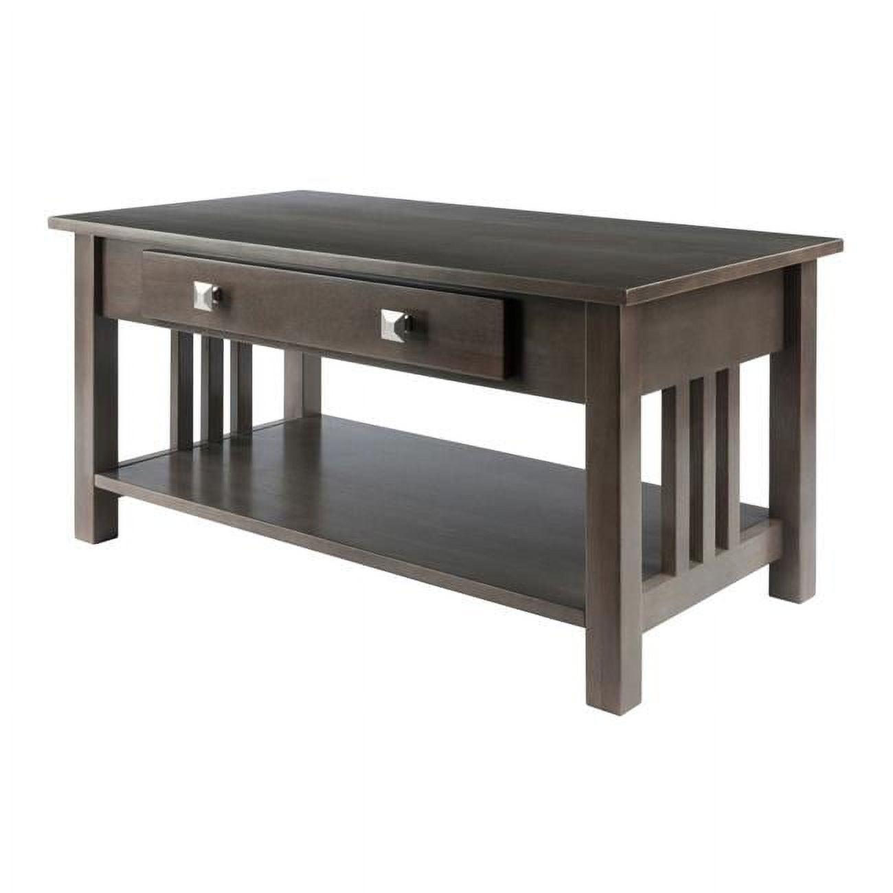 Transitional Oyster Gray Rectangular Coffee Table with Storage