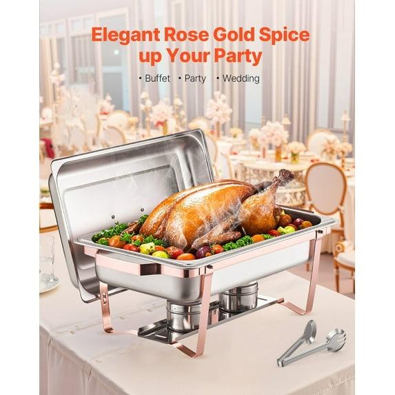 KFFKFF 2 Pack Chafing Dish Buffet Set, 8 Qt Stainless Steel Chafing Dishes with 2 Full Size Trays, Lid, Water Tray, Stand, and Fuel Holder, Ideal for Parties, Events, Wedding, Camping, Dinner