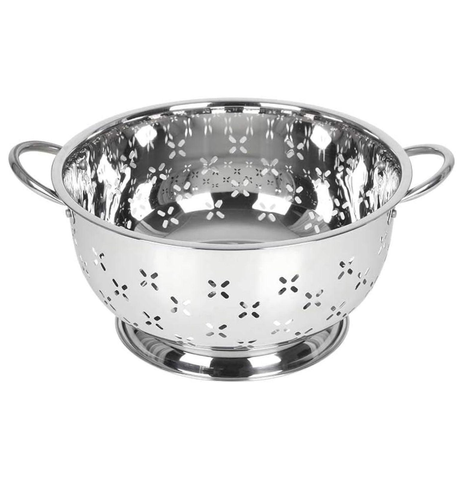 Stainless Steel Colander for Home Kitchen with Handles and Stable Base - For Straining, Steaming, Draining and Rinsing (8-Quart)