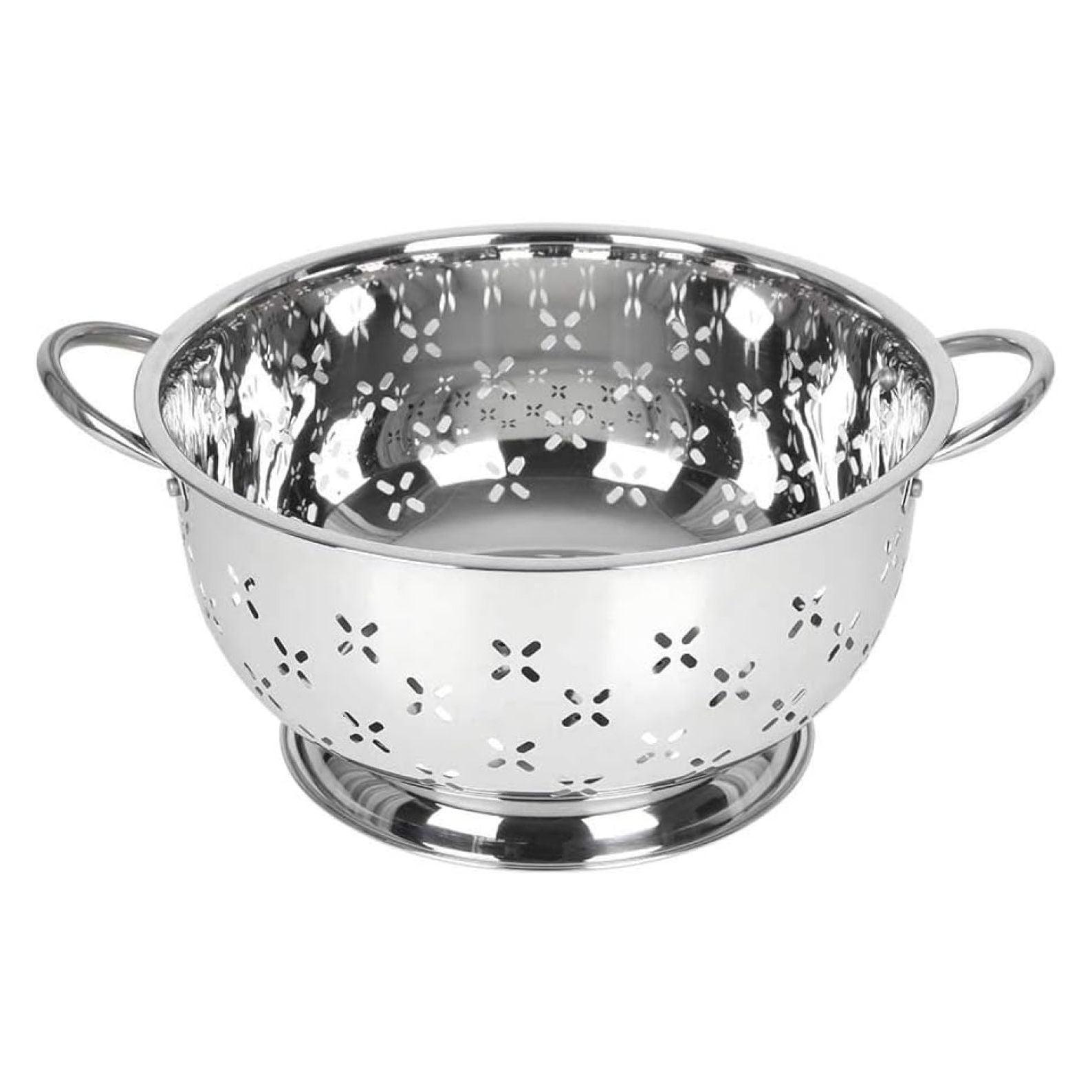 Stainless Steel Colander for Home Kitchen with Handles and Stable Base - For Straining, Steaming, Draining and Rinsing (8-Quart)