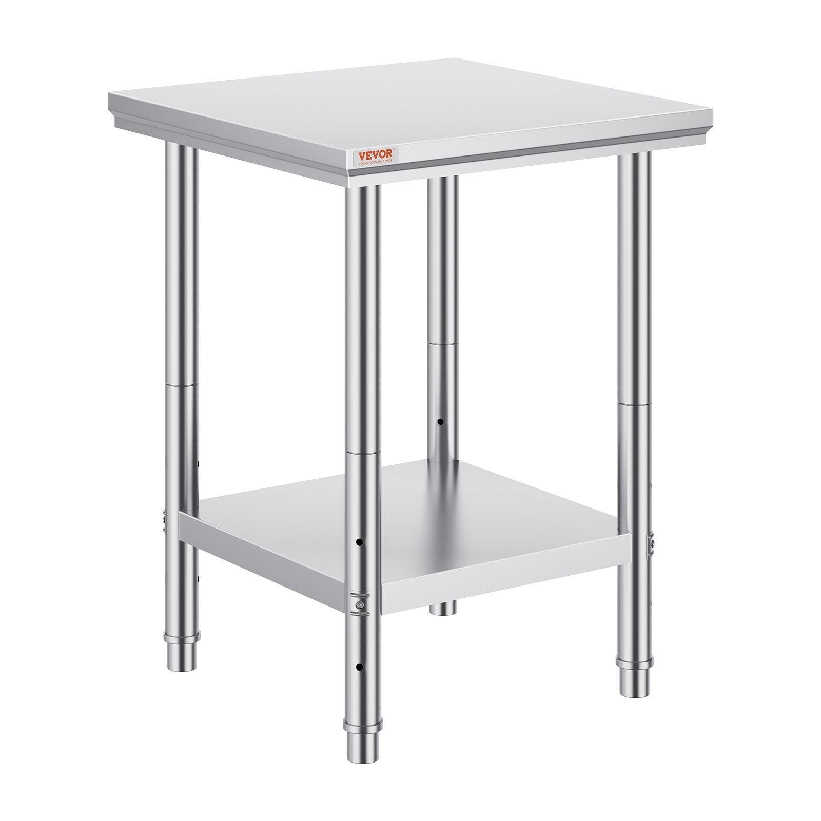 Vevor 24 x 24 Inch Stainless Steel Adjustable Kitchen Work Table