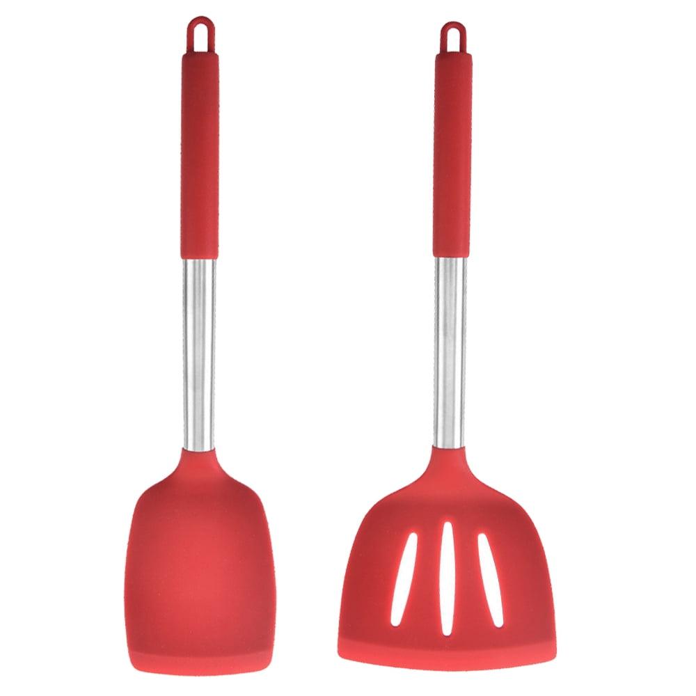 Premium Silicone and Steel Cooking Utensil Set, Red