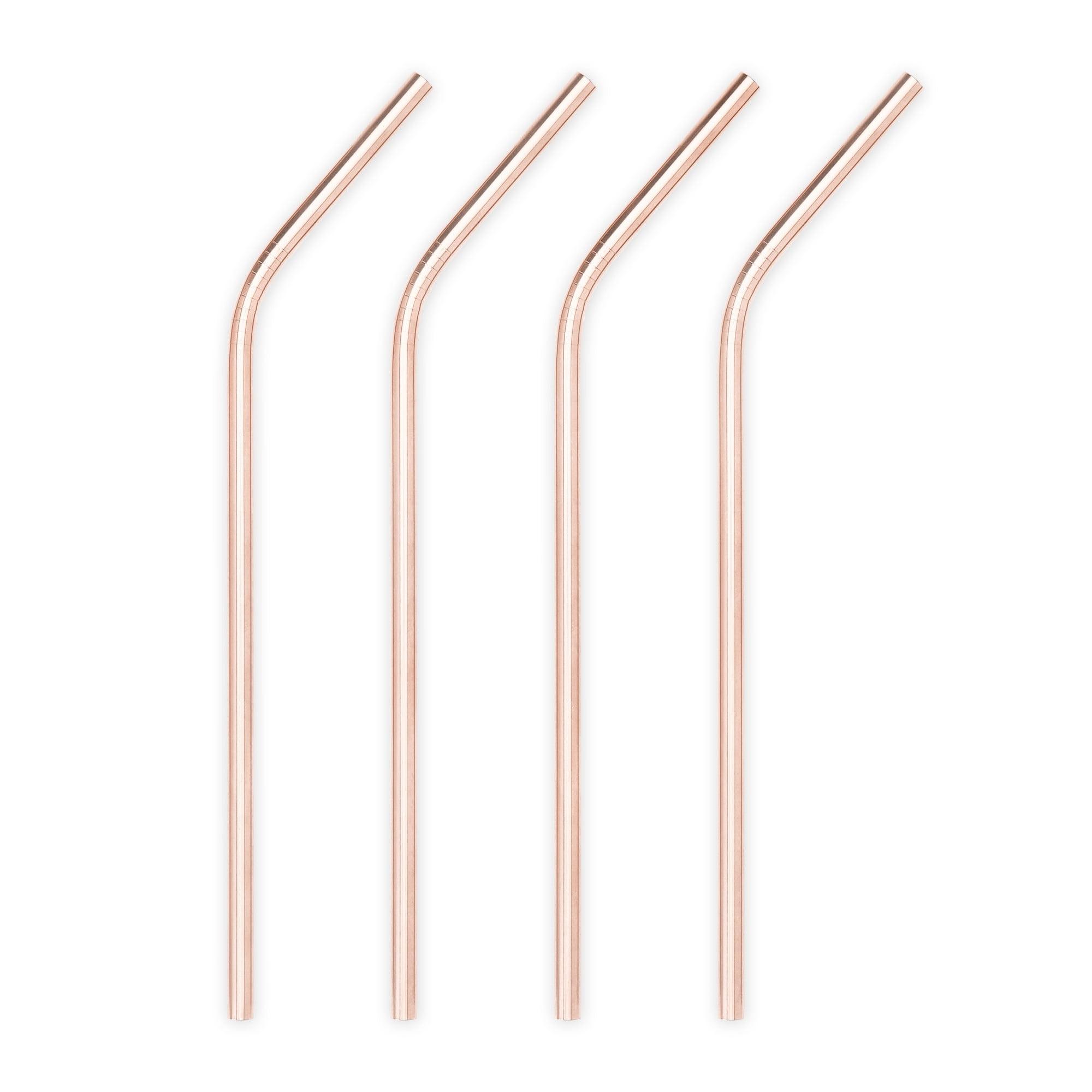 Viski Copper Metal Straws, 8 Inch Copper Straws Reusable Straws for Tumblers, Stainless Steel Drinking Straw, Reusable Straw, Set of 4