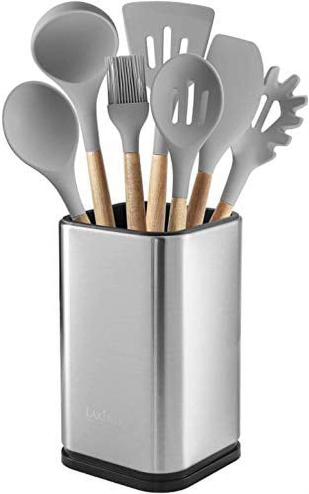 Satin Stainless Steel Rectangular Kitchen Utensil Holder