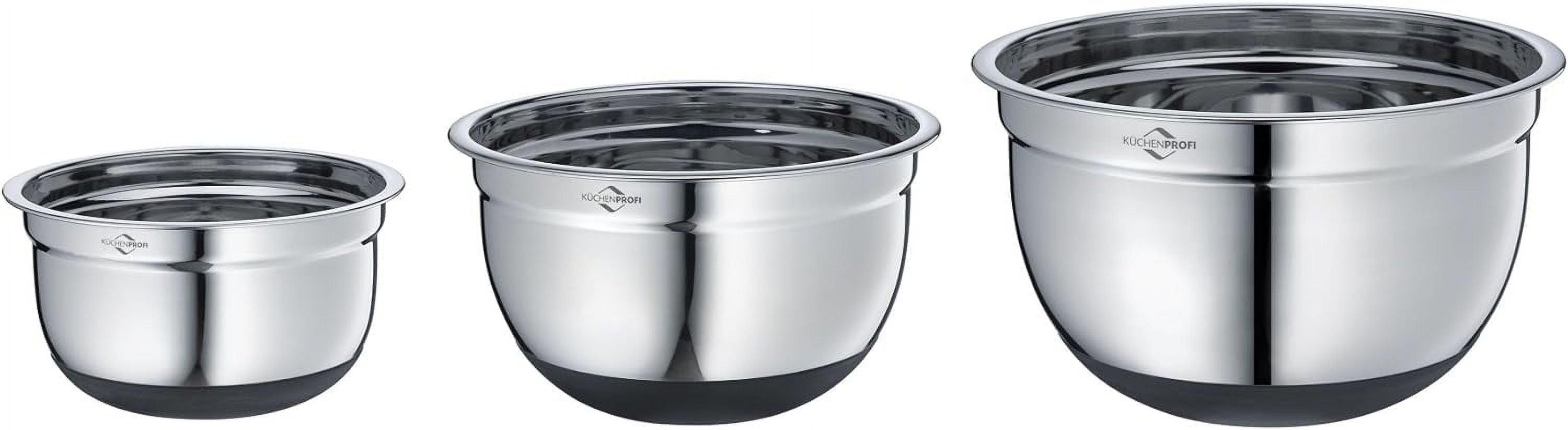 Stainless Steel Non-Slip Mixing Bowl Set with Silicone Bottom, 3 Pieces