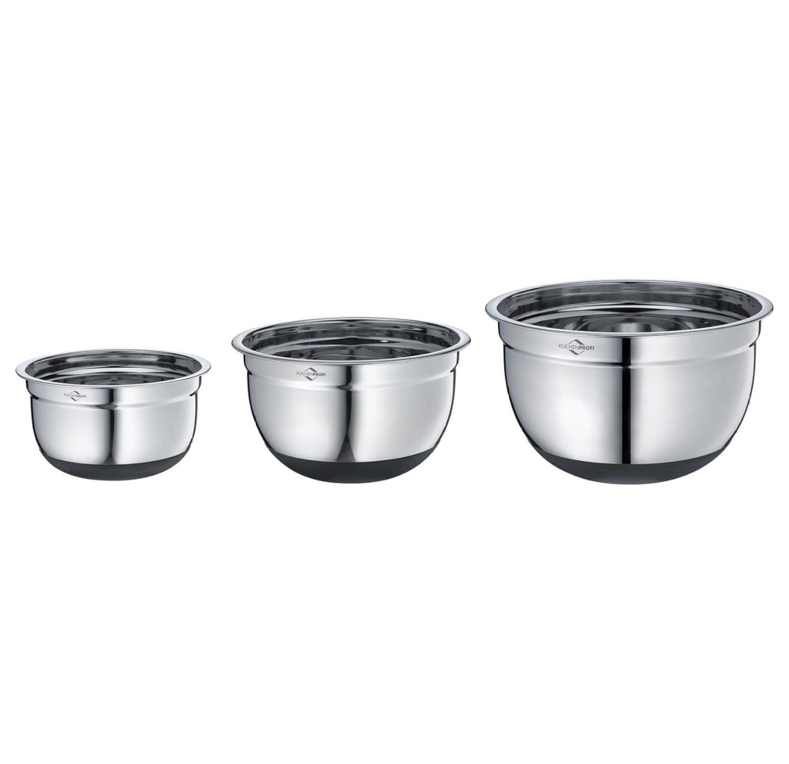 Stainless Steel Non-Slip Mixing Bowl Set with Silicone Bottom, 3 Pieces