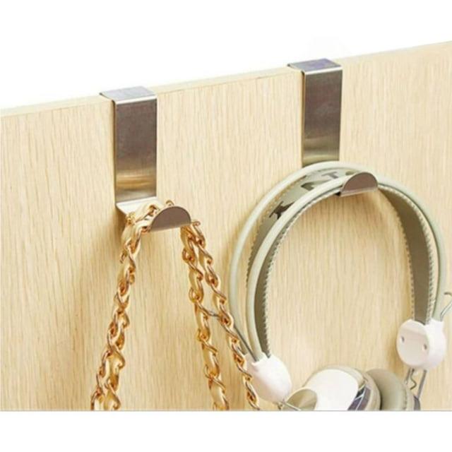 Over the Cabinet Door Single Hooks Set of 2 Brushed Stainless Steel