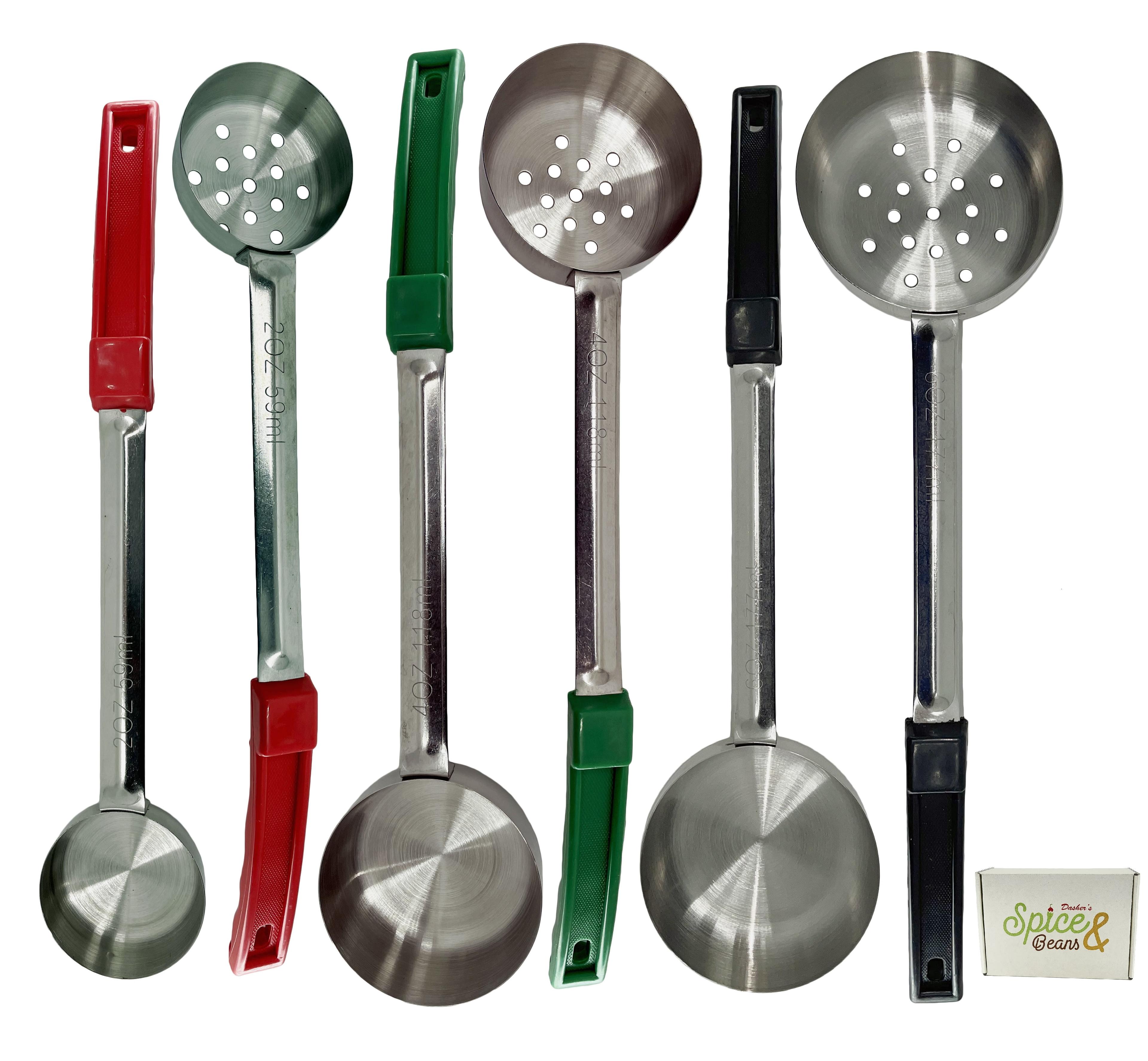 Stainless Steel Portion Control Serving Spoon Set with Color Coded Handles