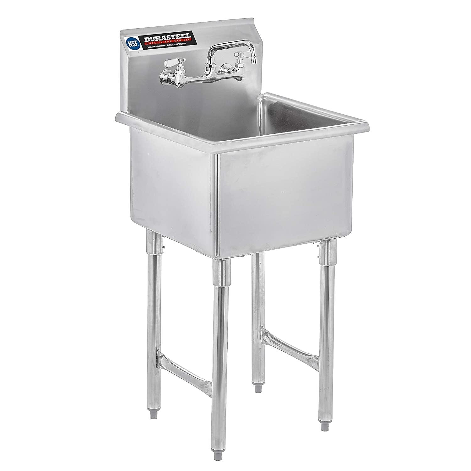 Single Bowl Commercial Sink w/ Lead Free Faucet - 18" x 18" x 13" Bowl Size - NSF Certified