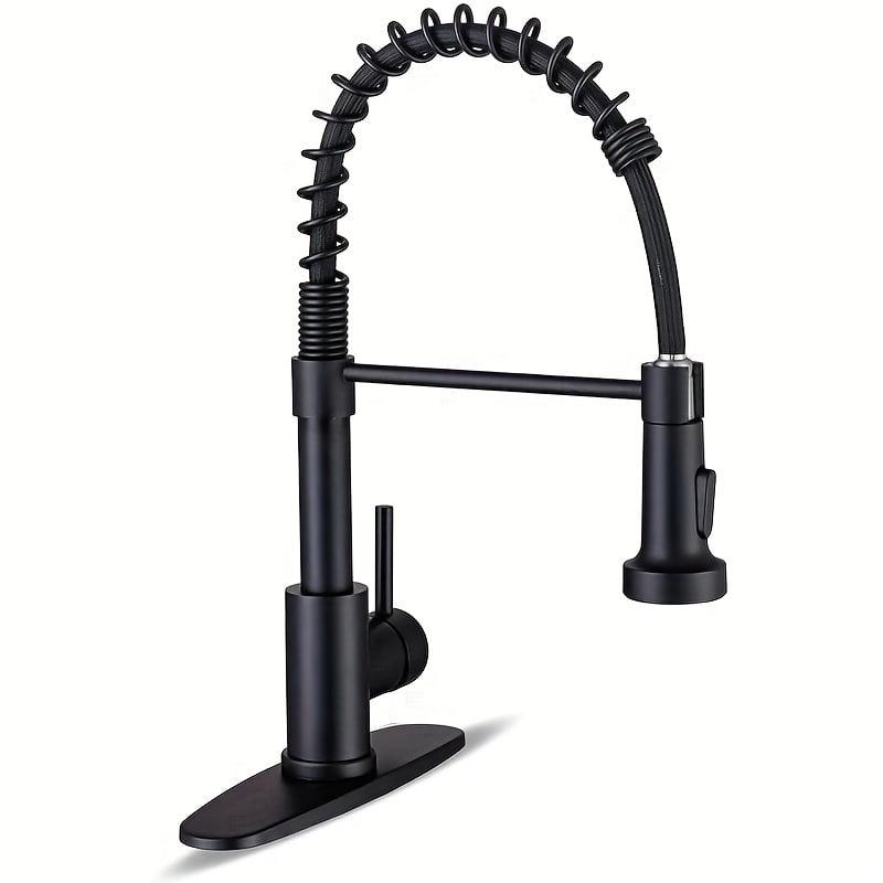 Matte Black Stainless Steel Pull-Down Kitchen Faucet with Spray