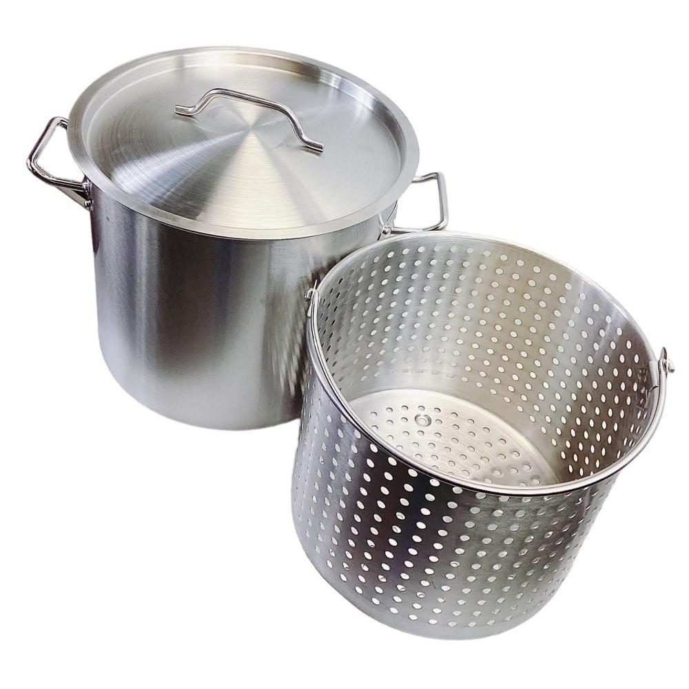 32 Quart Stainless Steel Stock Pot with Steamer Basket and Lid