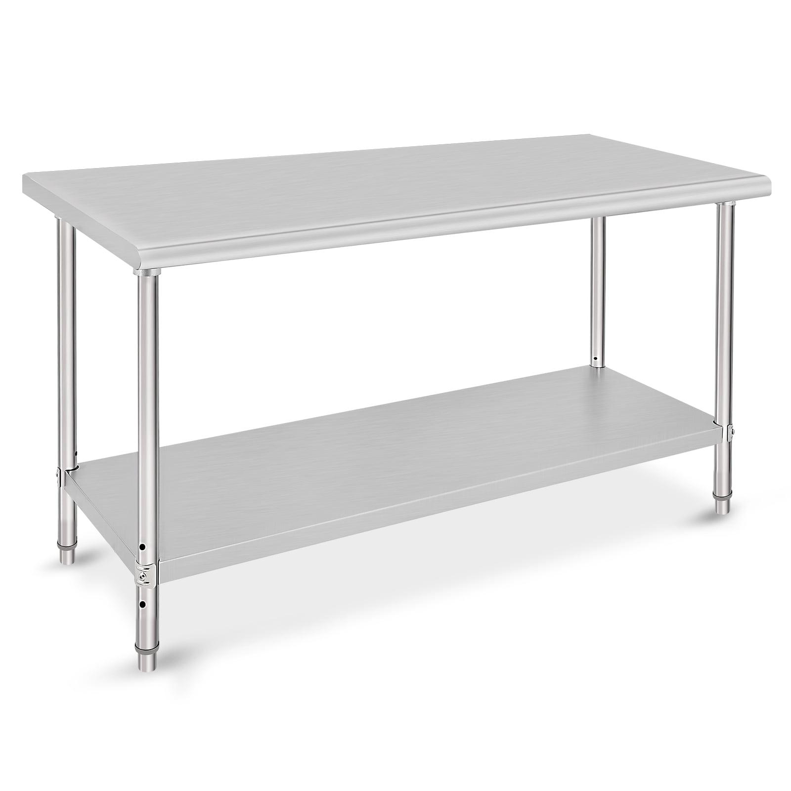 Stainless Steel Table for Prep & Work 60*24*35inch, NSF Commercial Heavy Duty Table with Undershelf and Galvanized Legs for Restaurant, Home and Hotel