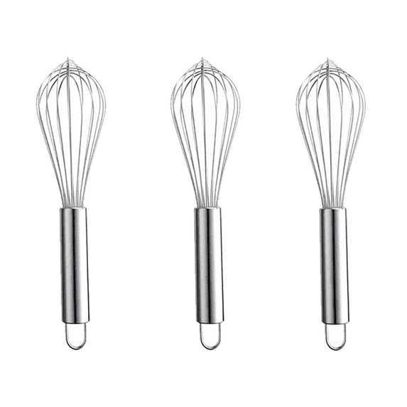 3Pcs 304 Stainless Steel Whisk Set, Professional Balloon Whisks for Kitchen Cooking, Perfect For Blending, Whisking, Baking, Beating, (8" +10"+ 12")