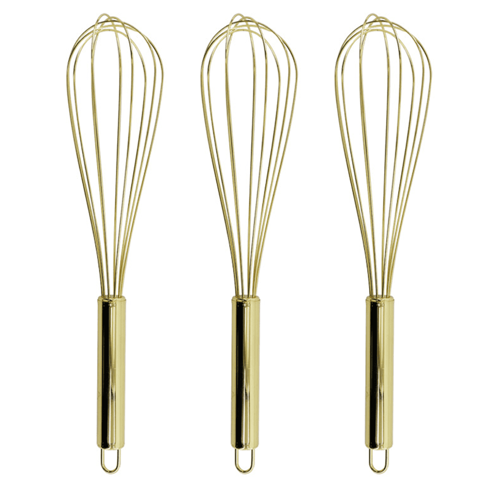 Gold Stainless Steel Balloon Whisk Set of 3