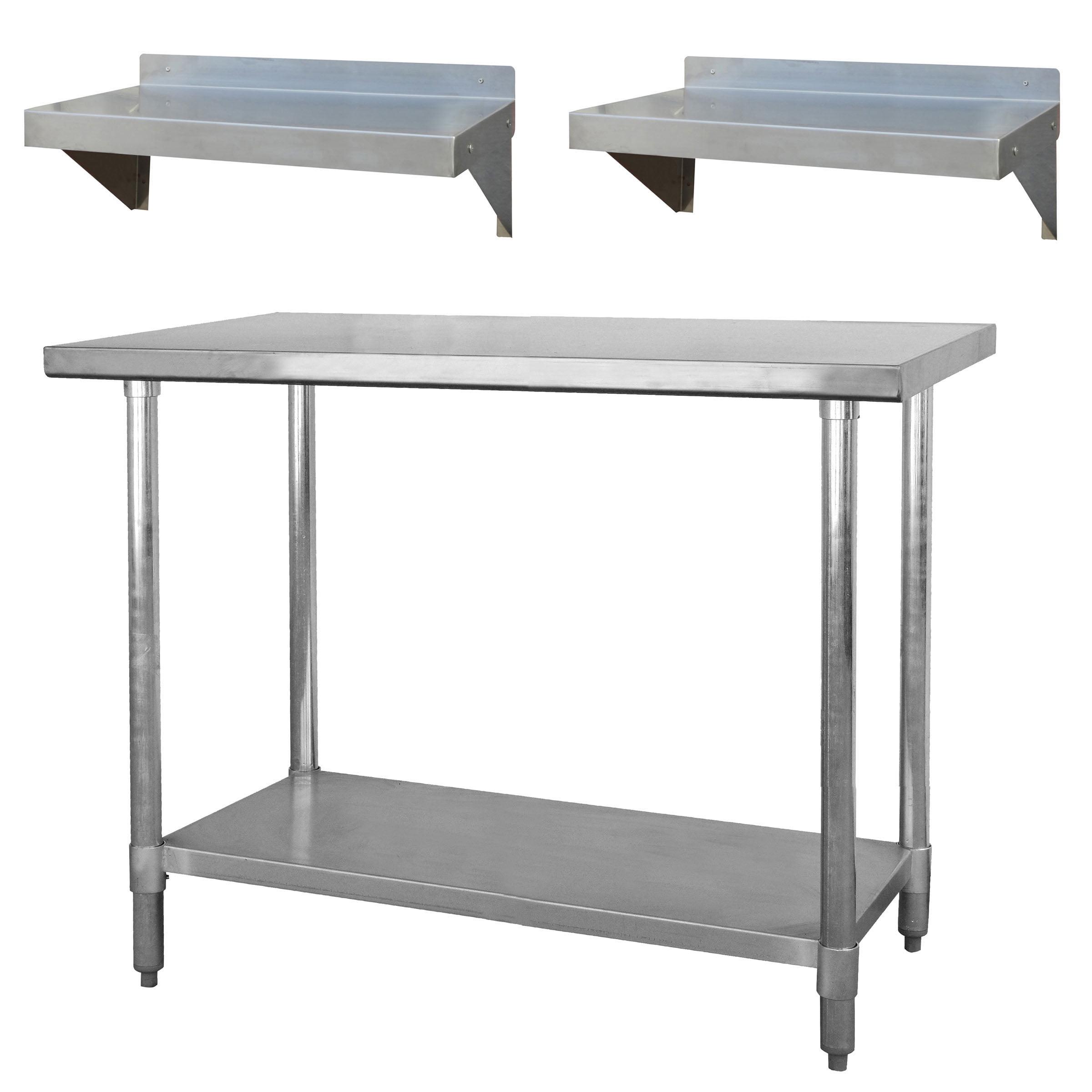 Stainless Steel 48" Workbench Table with Utility Shelves