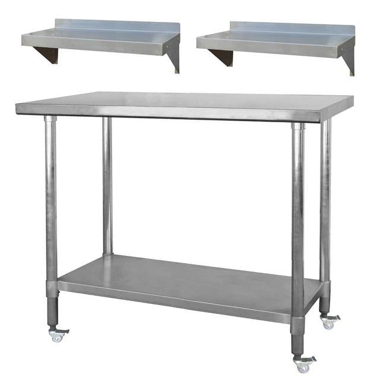 Stainless Steel Work Station with Casters and Utility Shelves