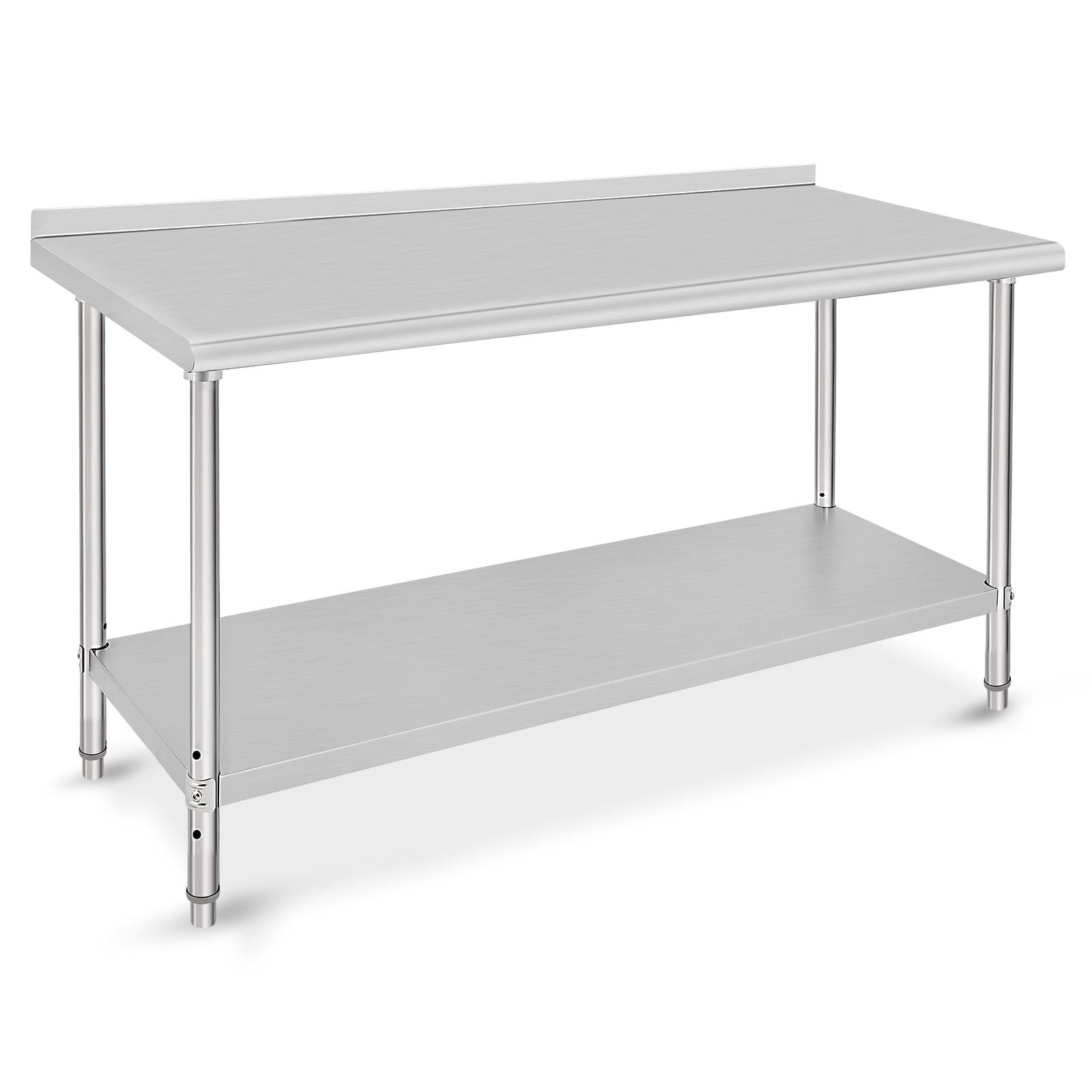 Stainless Steel Table for Prep & Work 60*24*35inch, NSF Commercial Heavy Duty Table with Undershelf and Galvanized Legs for Restaurant, Home and Hotel