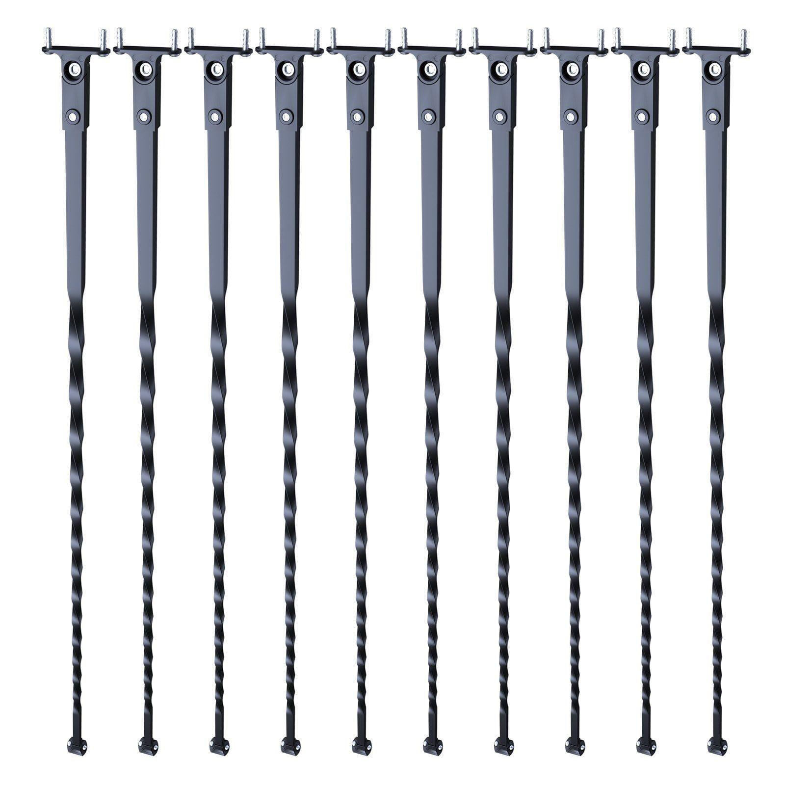 Staircase Metal Balusters, 44'' x 1/2" Galvanized Steel Decorative Banister Spindles, 10 Pack Deck Baluster with Hollow Twists, Satin Black Spiral Stair Railing with Shoes & Screws
