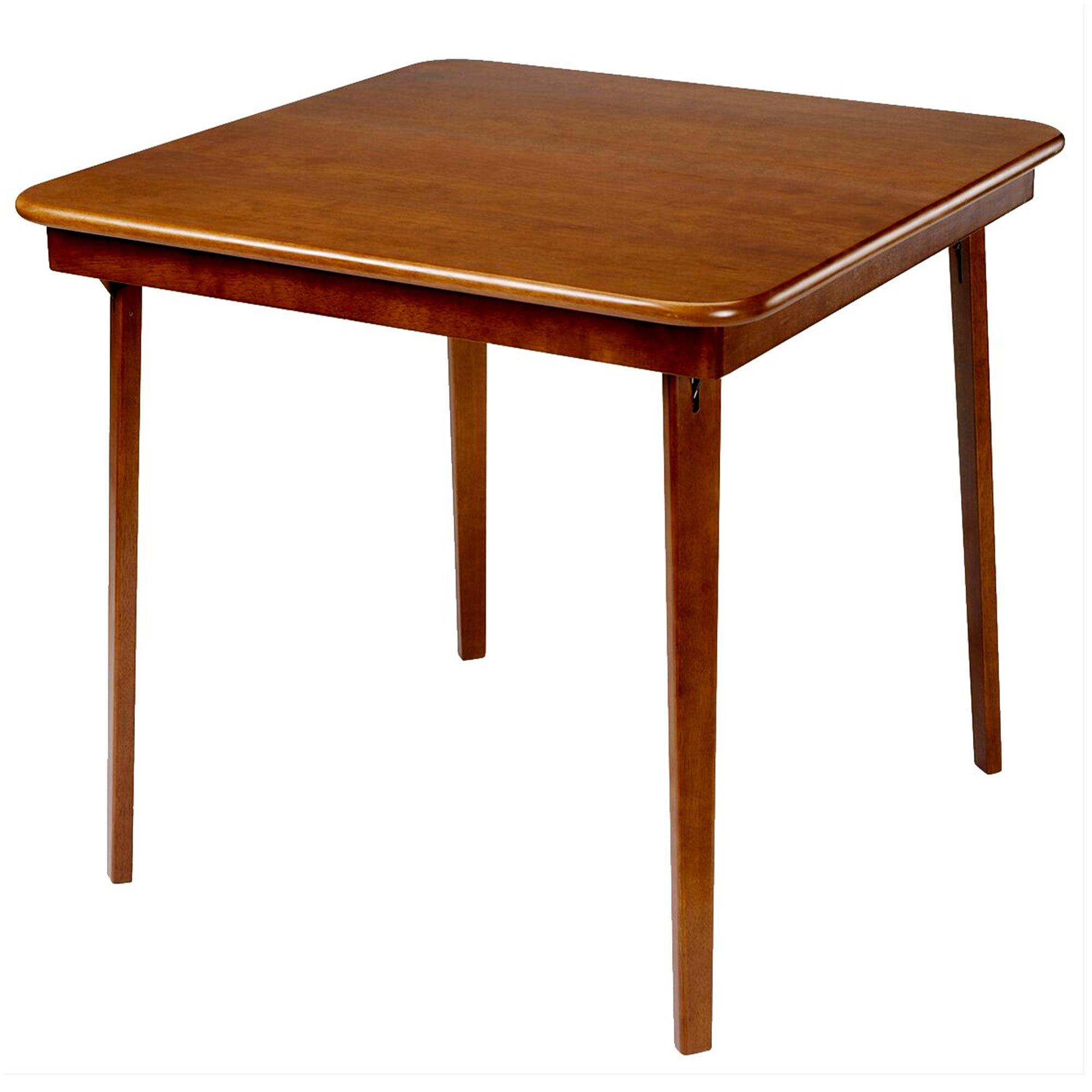 Straight Edge Folding Card Table Fruitwood - Stakmore: Solid Wood, Easy Storage, 32" Square