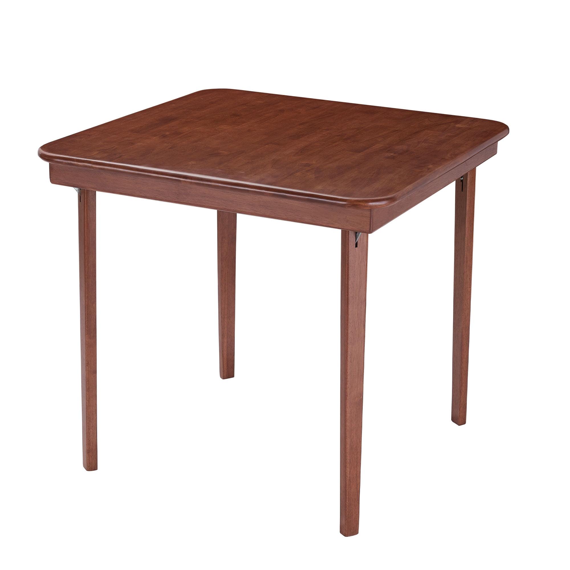 Straight Edge Folding Card Table Cherry - Stakmore: Wood Composite, Steel Hardware, No Assembly Required