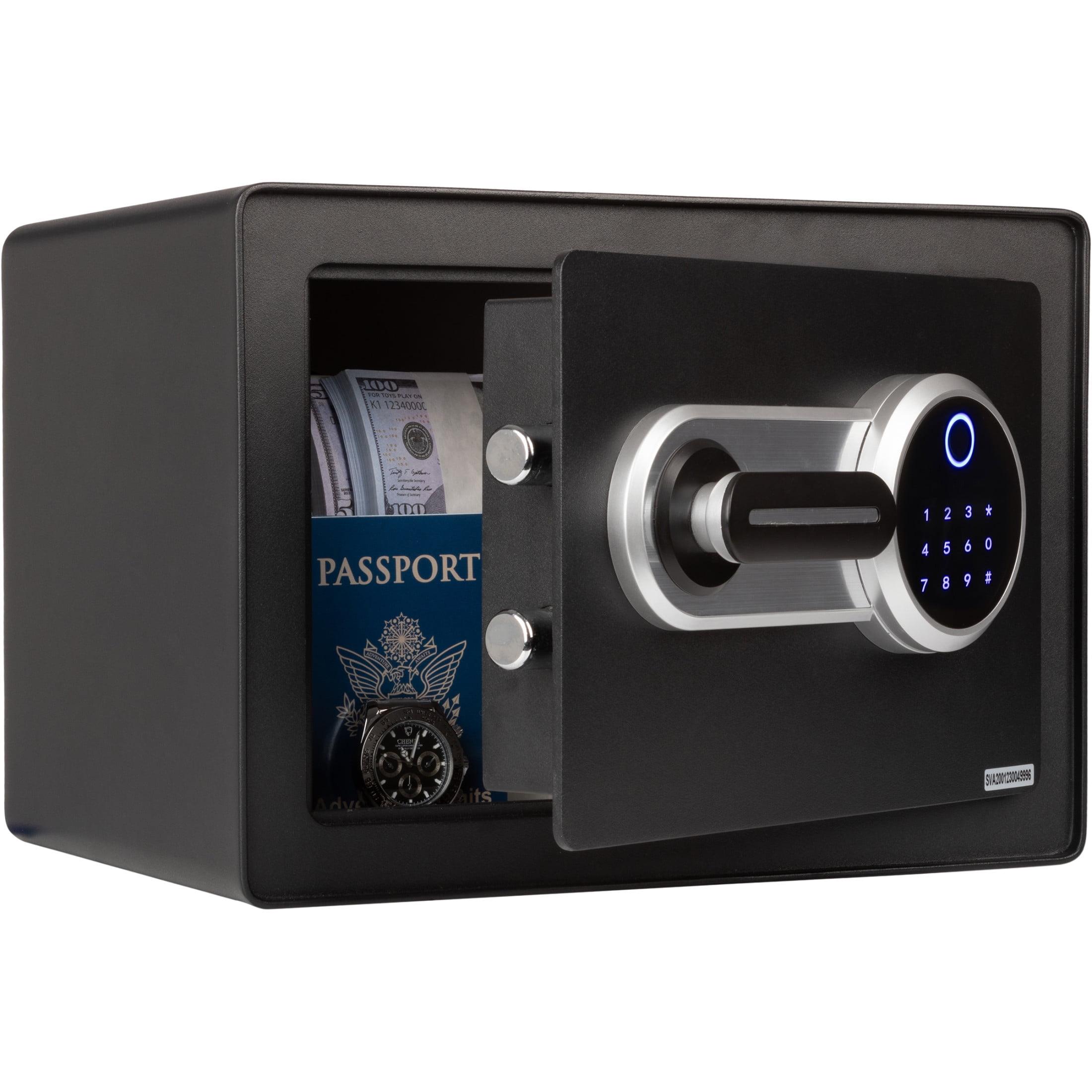 Black Biometric Fingerprint Safe Lockbox with Digital Keypad