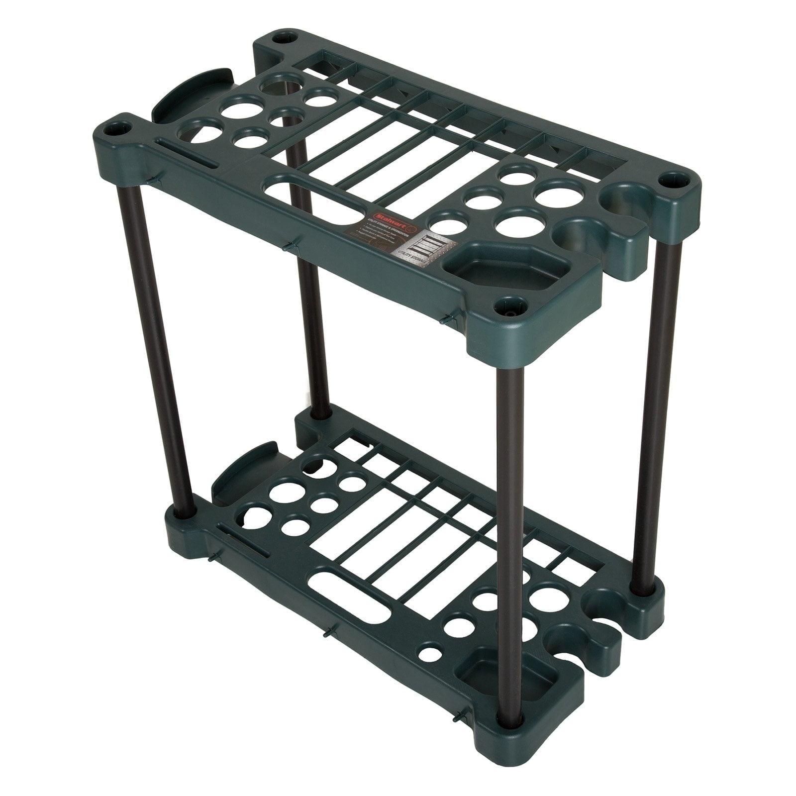 Green 23-Inch Plastic Garden Tool Organizer Rack