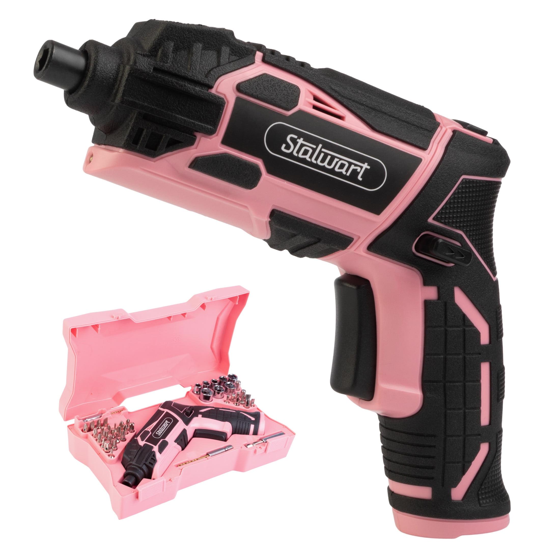 Stalwart 45pc 4V Cordless Screwdriver Set, Pink