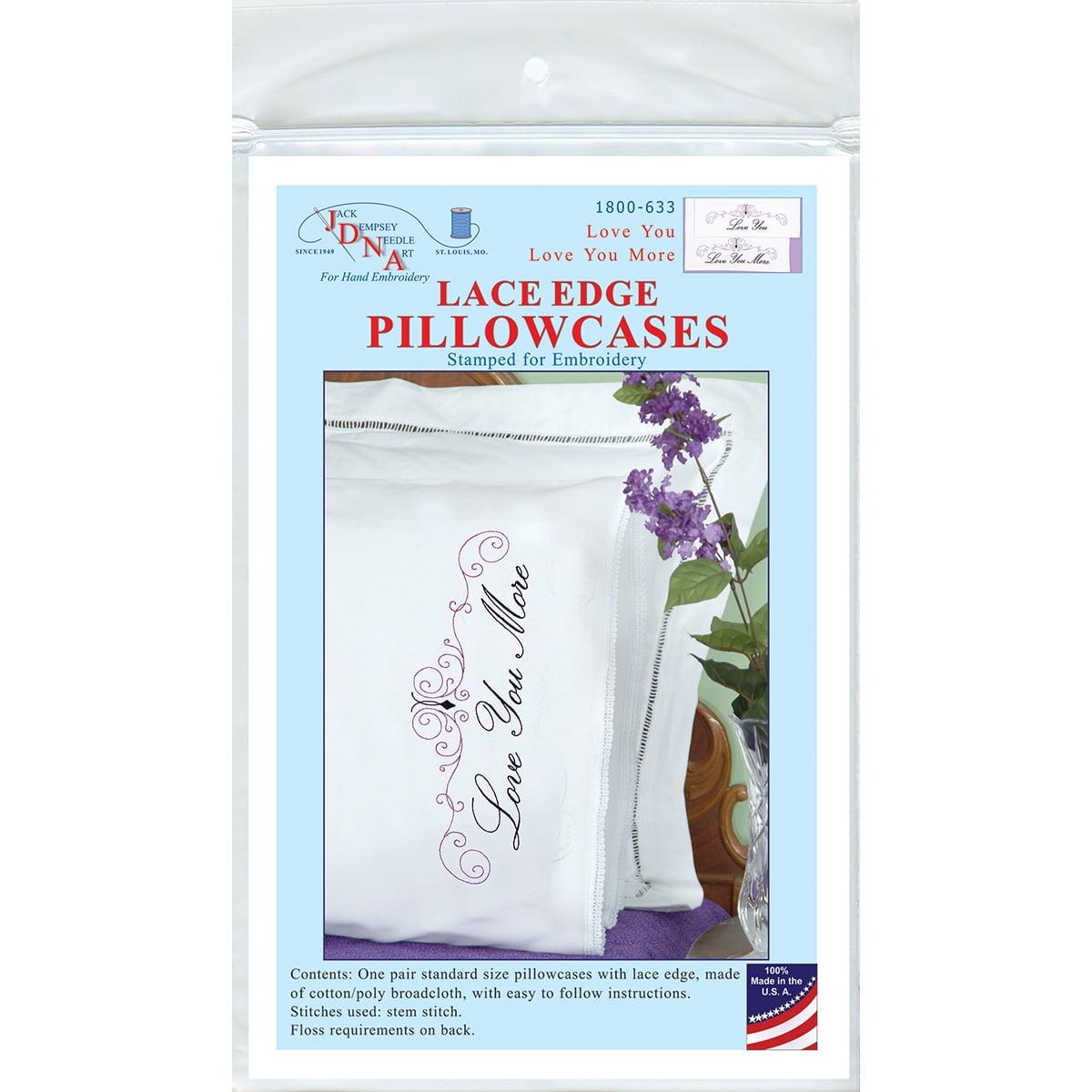 Jack Dempsey 1800 633 Stamped Pillowcases with Lace Edge - Love You More