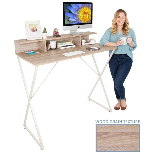 Stand Steady Solid Wood Top Metal Base Standing Desk