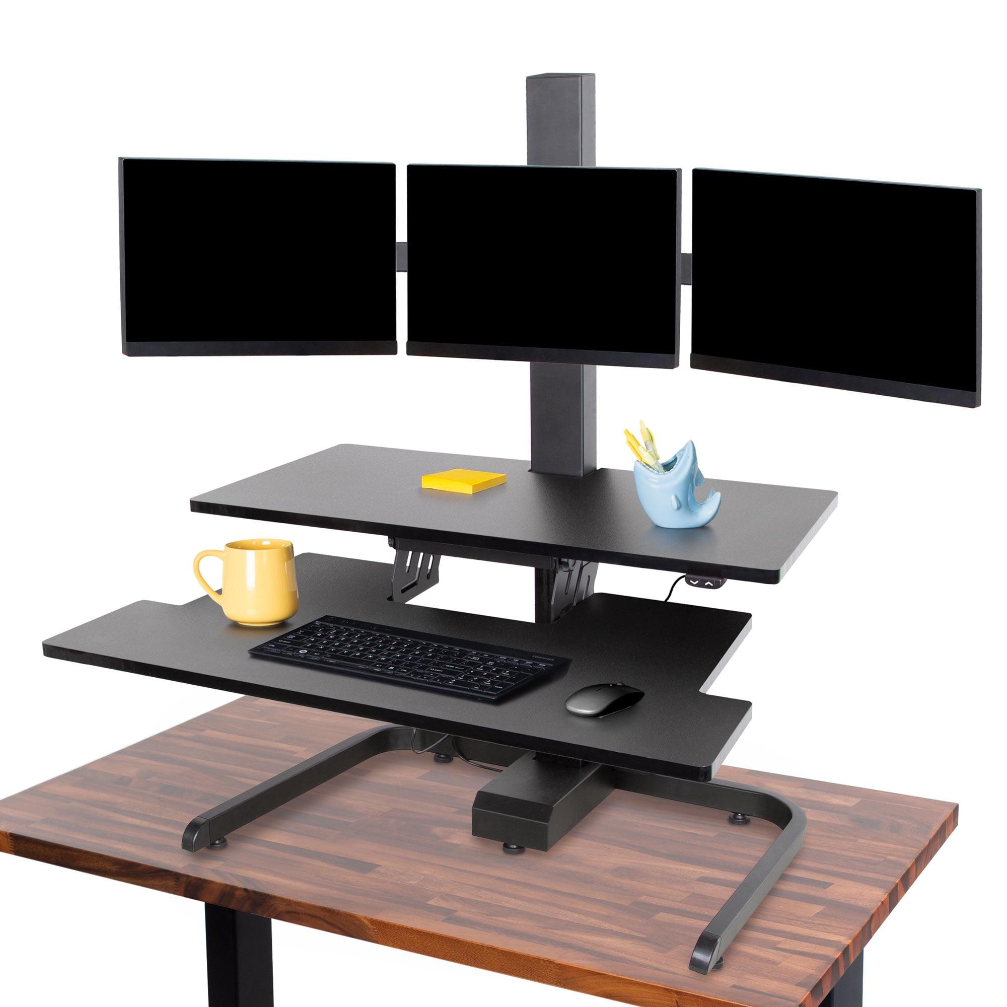 Techtonic Triple Monitor Electric Standing Desk Converter - Black