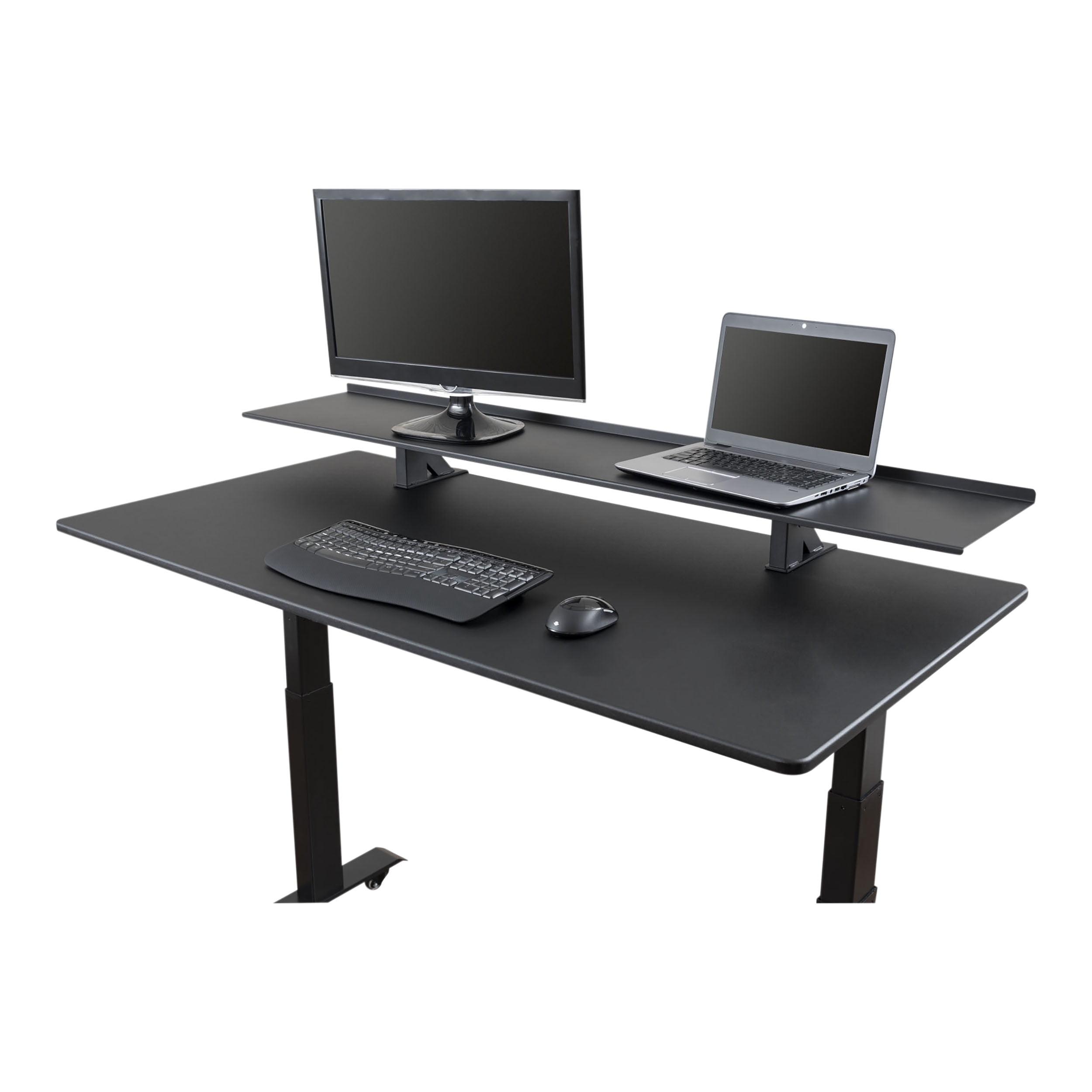 Black Adjustable Height Steel Desk Shelf Monitor Stand