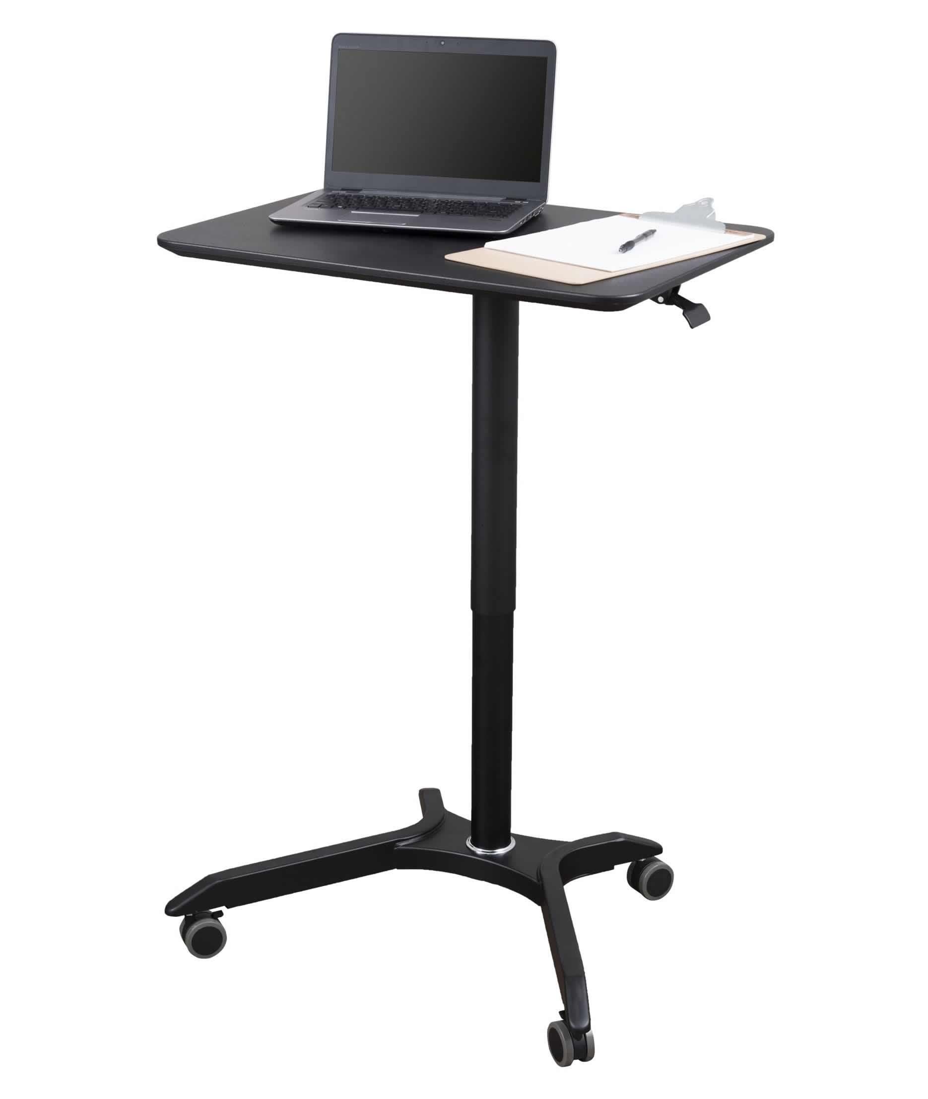 Stand Up Desk Store Pneumatic Adjustable Height Rolling Mobile Laptop Standing Desk Cart