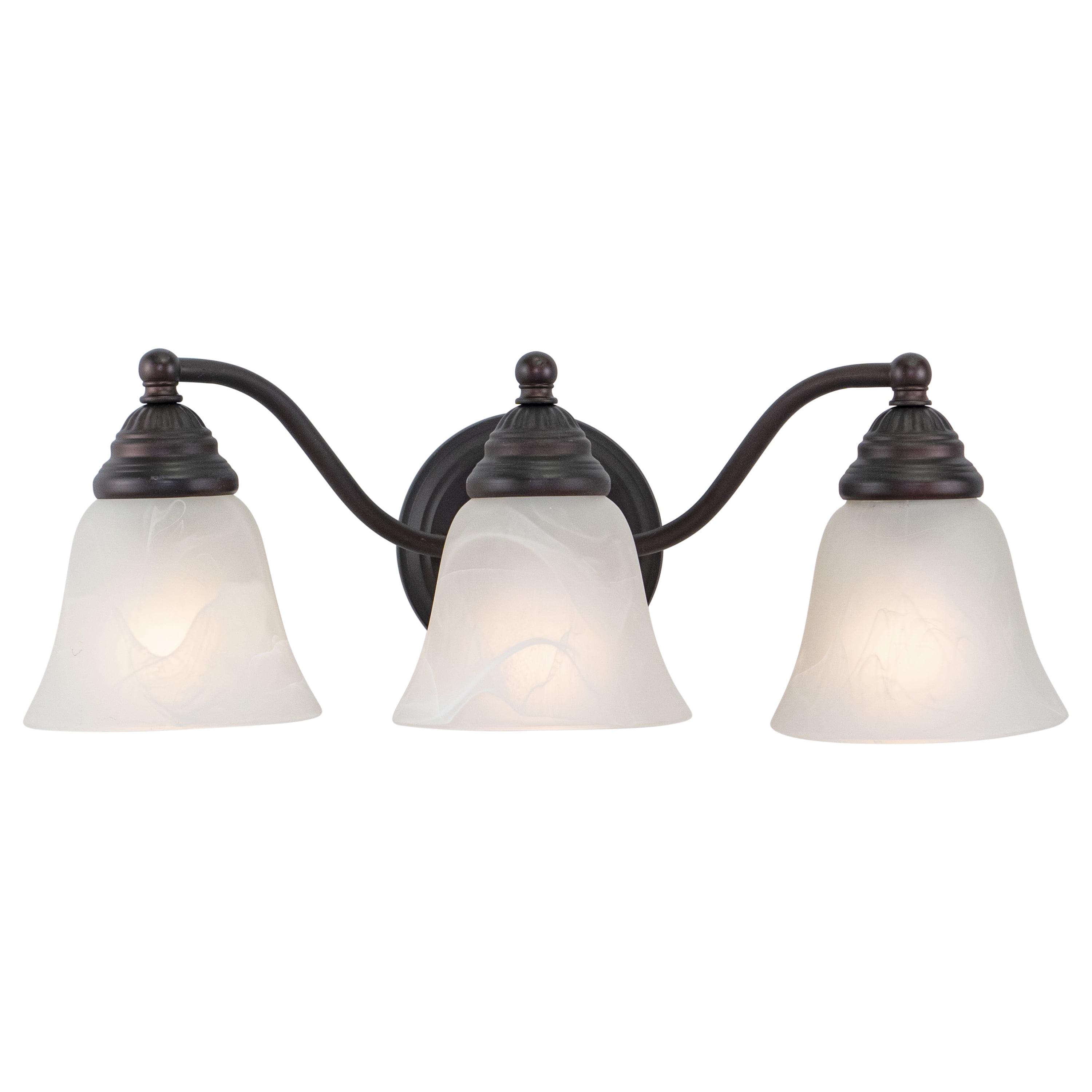 Elegant Oil Burnished Bronze Vanity Light with Alabaster Glass Shades