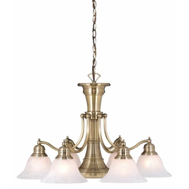 Vaxcel Standford 6 - Light Chandelier in  Antique Brass