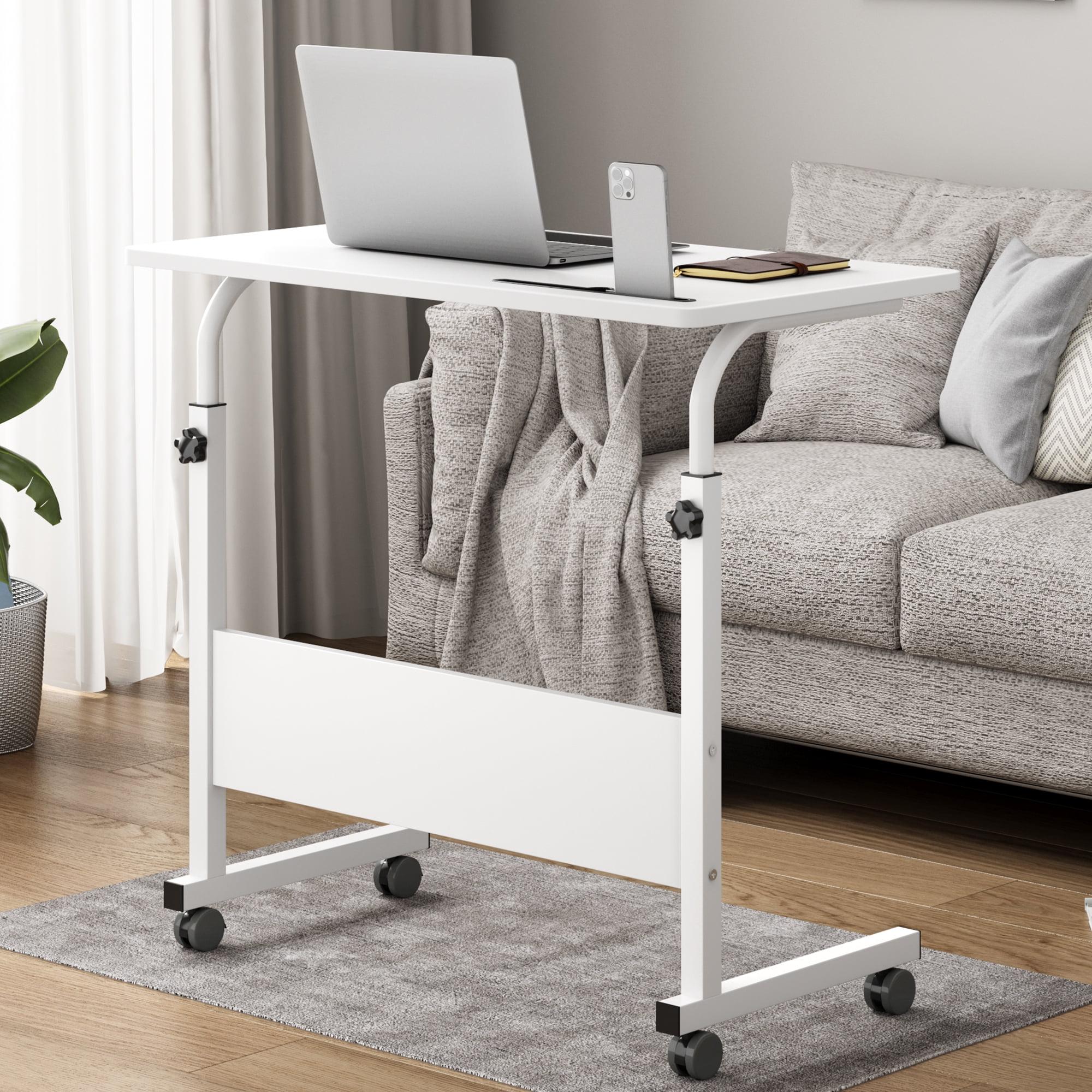 White Adjustable Height Standing Desk with Wheels and MDF Top