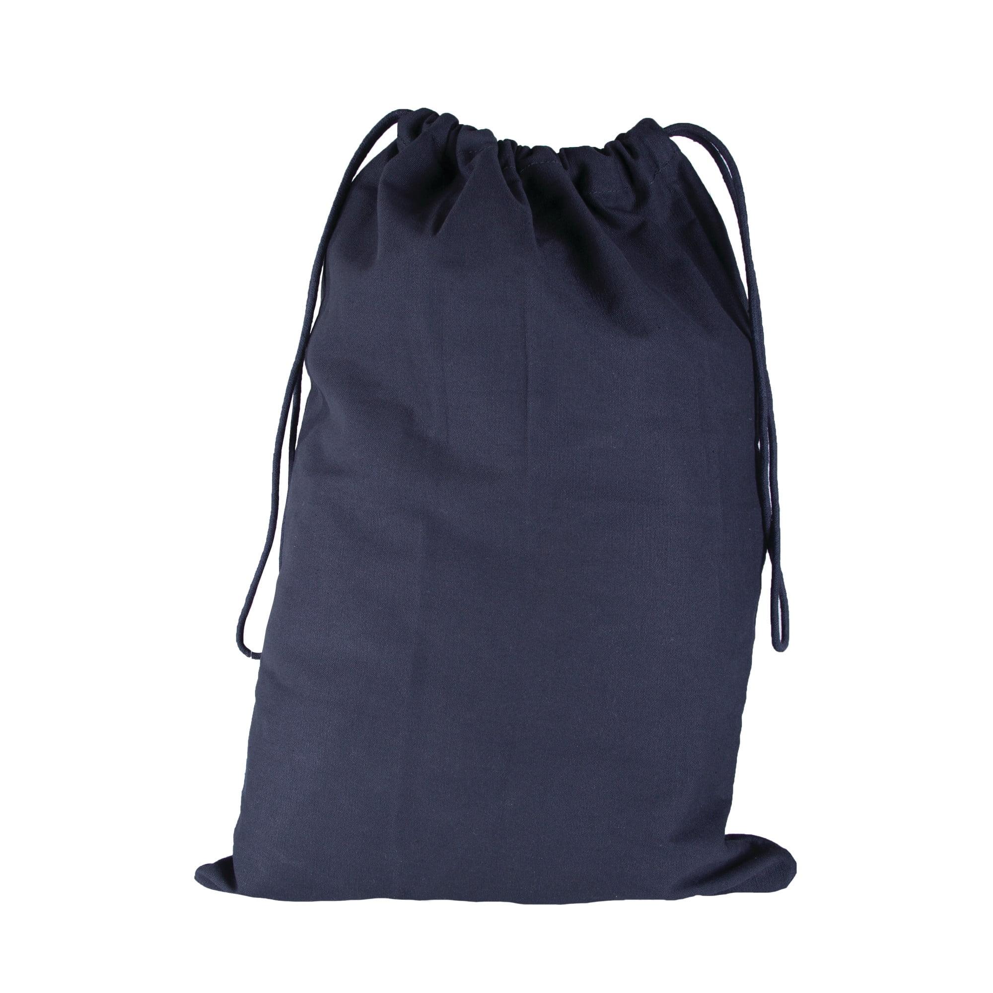 Black Heavy-Duty Cotton Canvas Laundry Bag with Drawstring