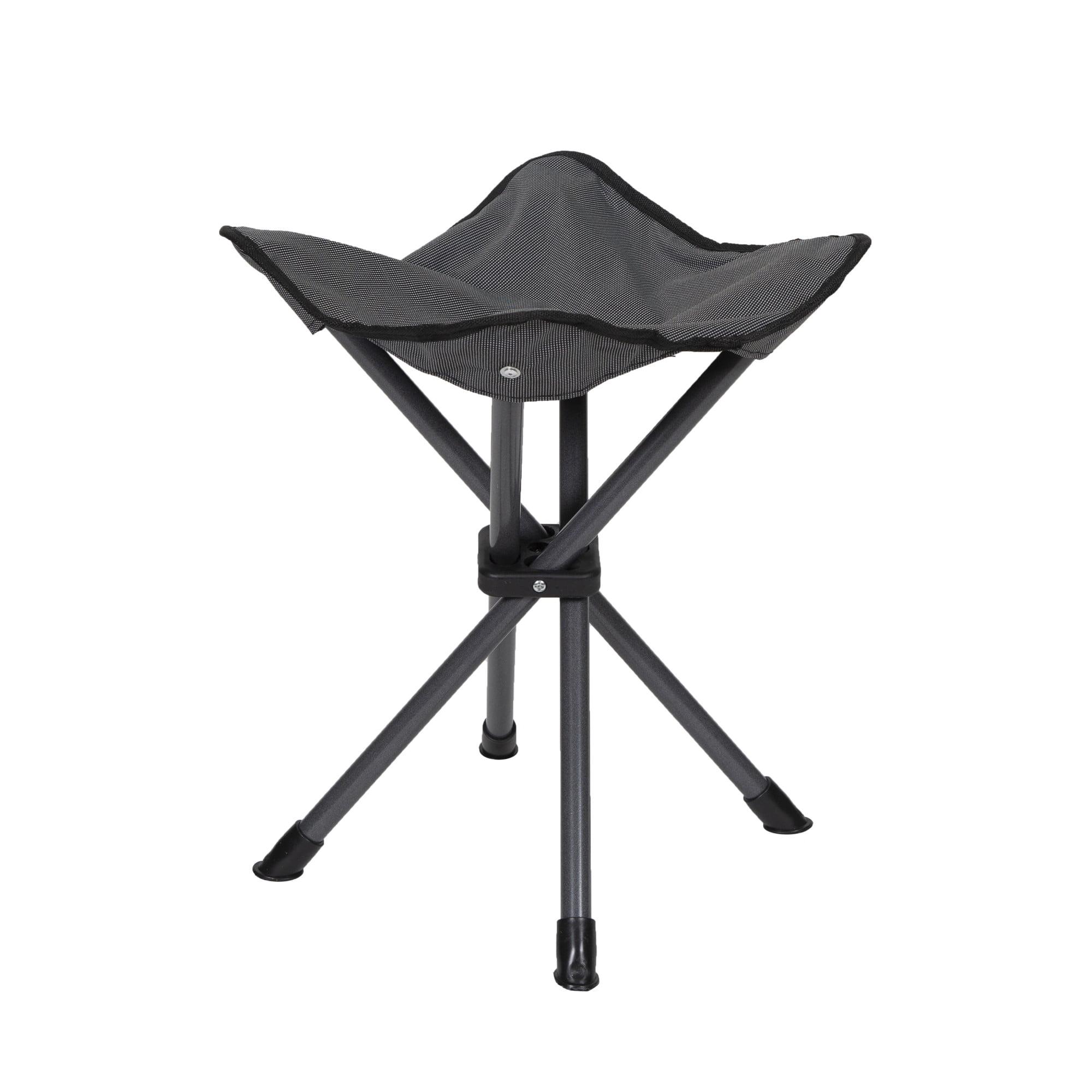 Black Steel Fold-Up Camping Stool with Polyester Seat