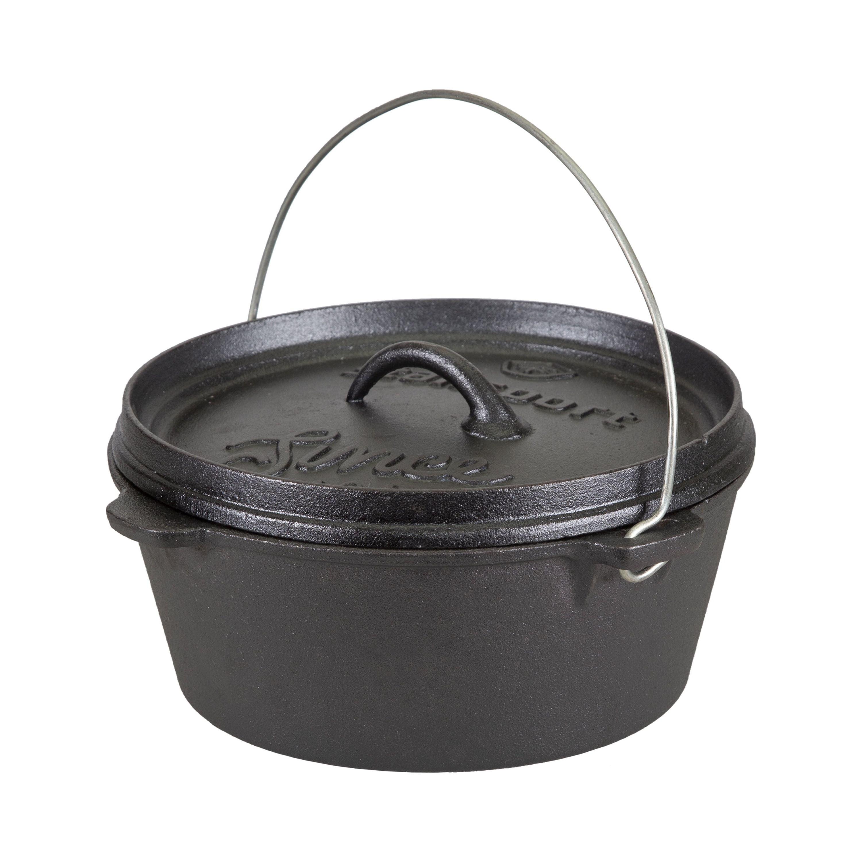 Stansport Preseasoned Cast Iron Flat Bottom Dutch Oven - 4 QT