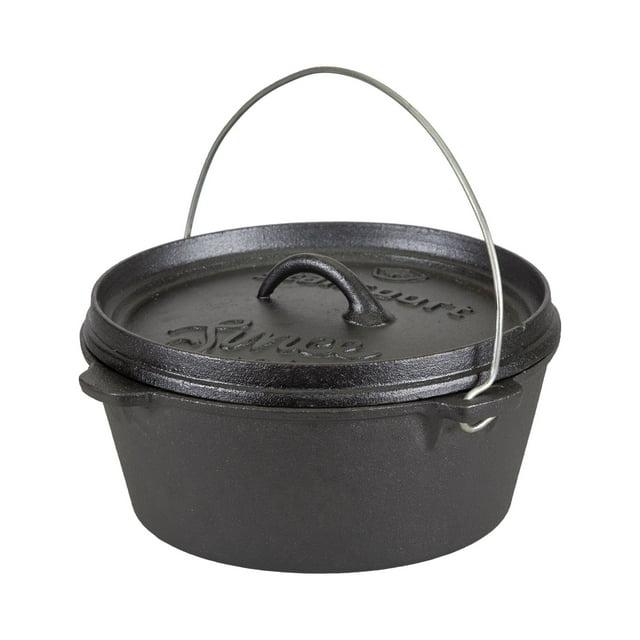 Stansport Preseasoned Cast Iron Flat Bottom Dutch Oven - 4 QT