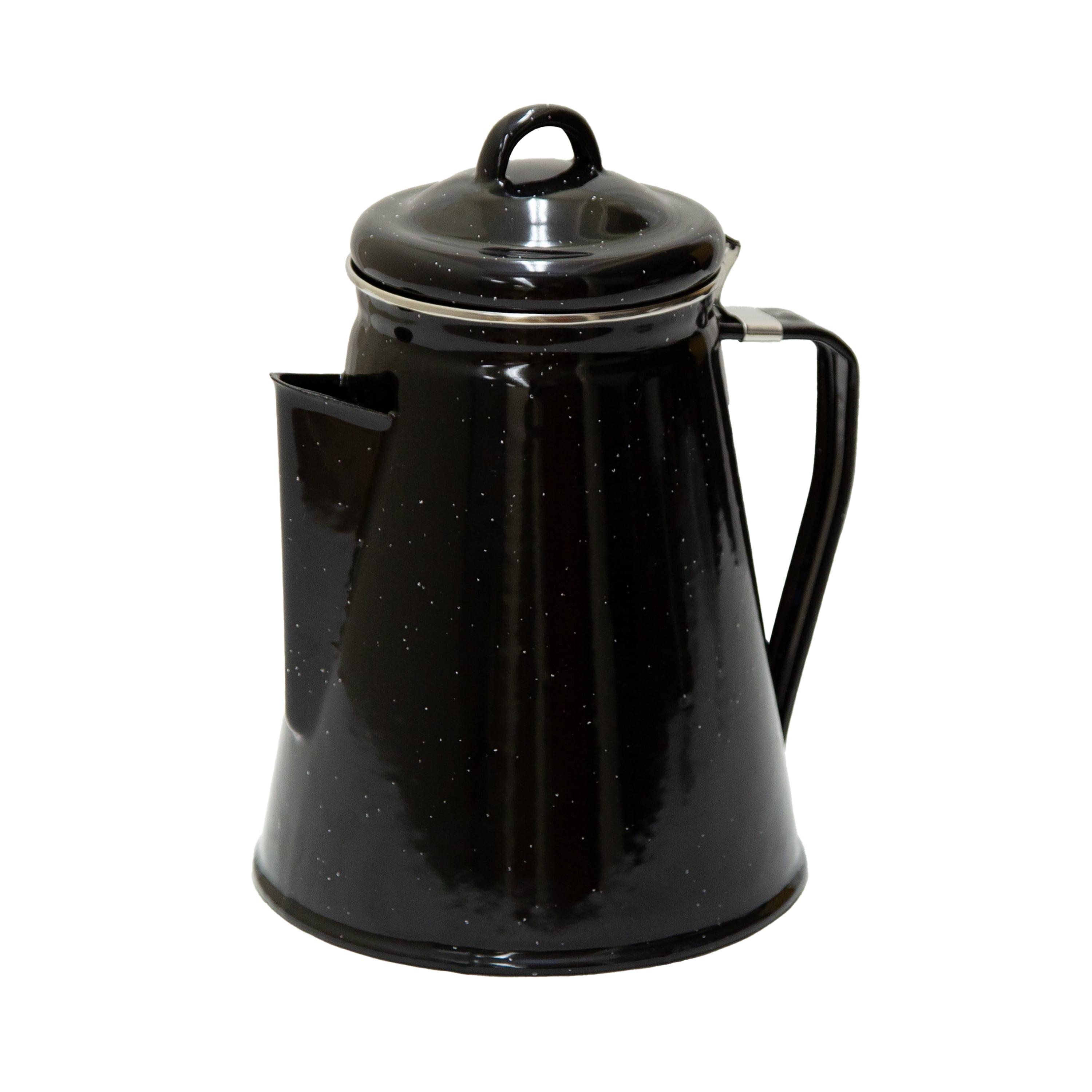 Stansport Enamel Percolator Coffee Pot 8 Cup - Black