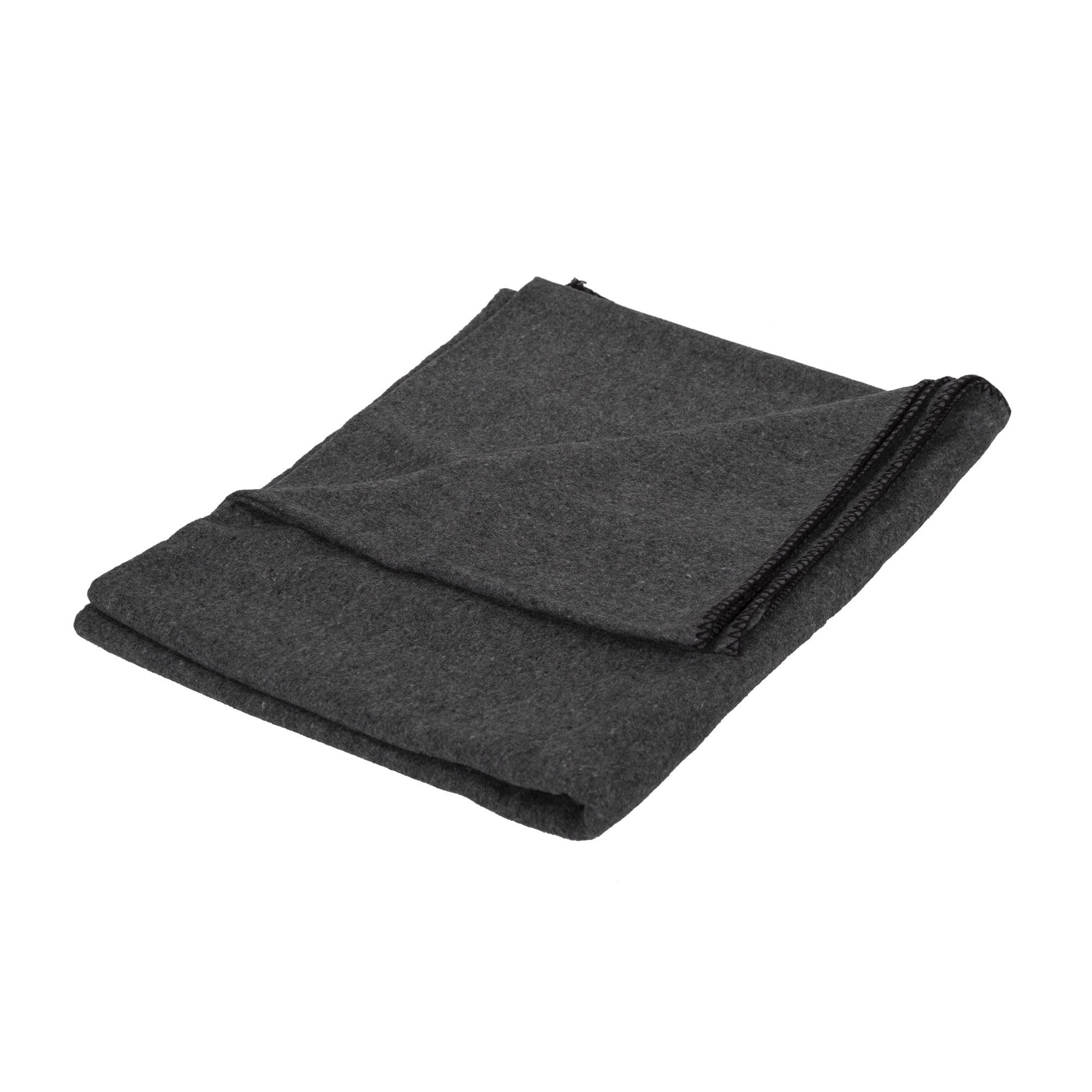 Gray Wool Blend Camping Blanket 60" x 80"