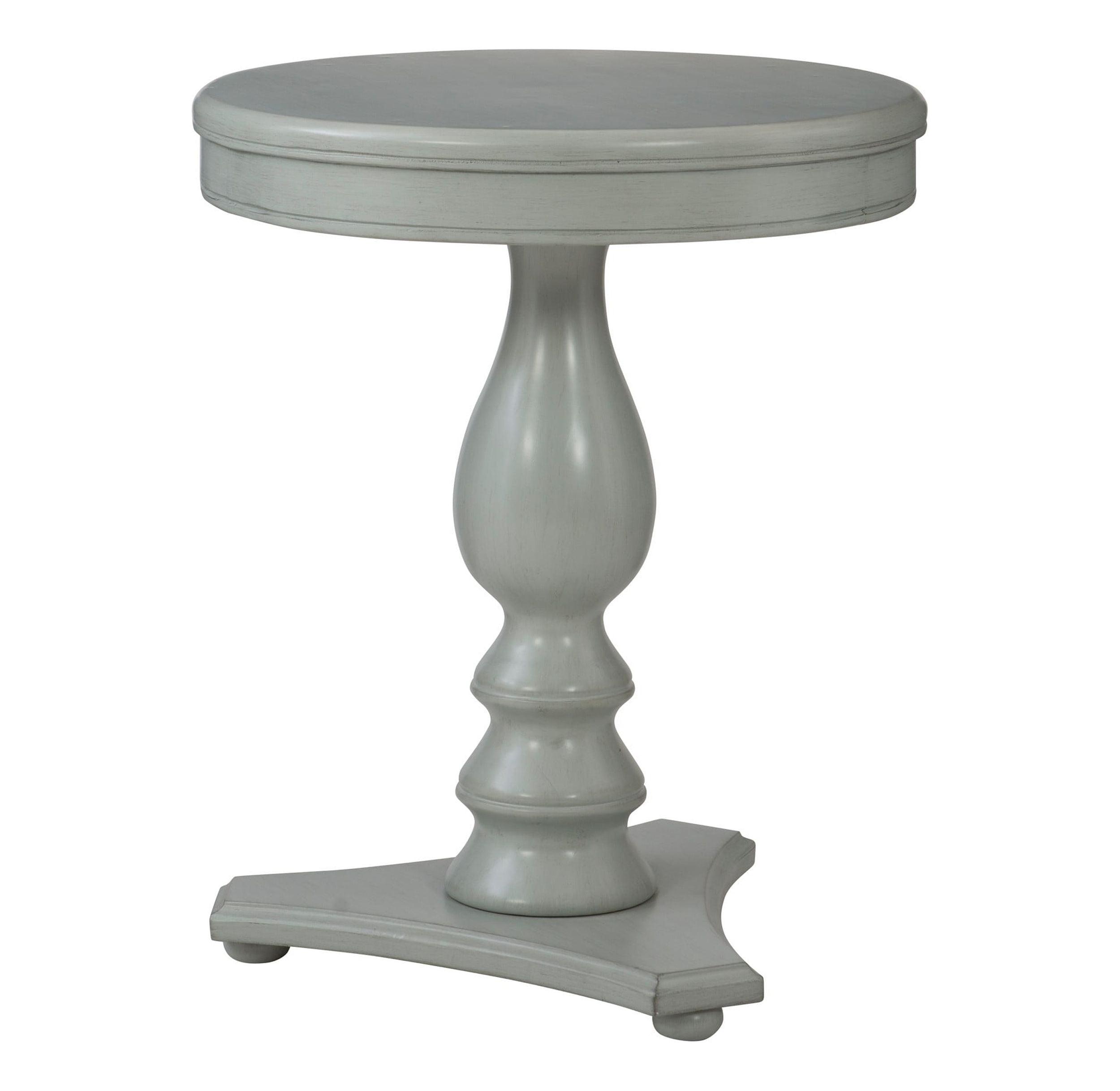 Elegant Stanton 20" Round Light Gray Wood Pedestal Side Table