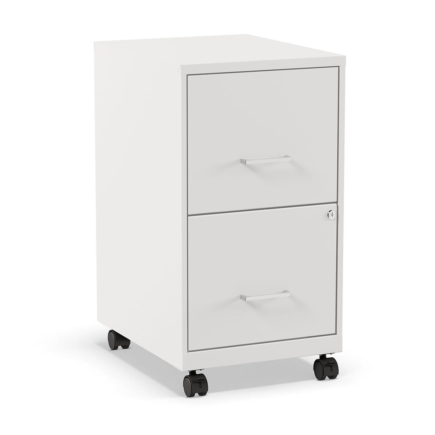 2-Drawer Vertical Mobile File Cabinet, Letter Size, Pearl White, 18-Inch-D (19634)