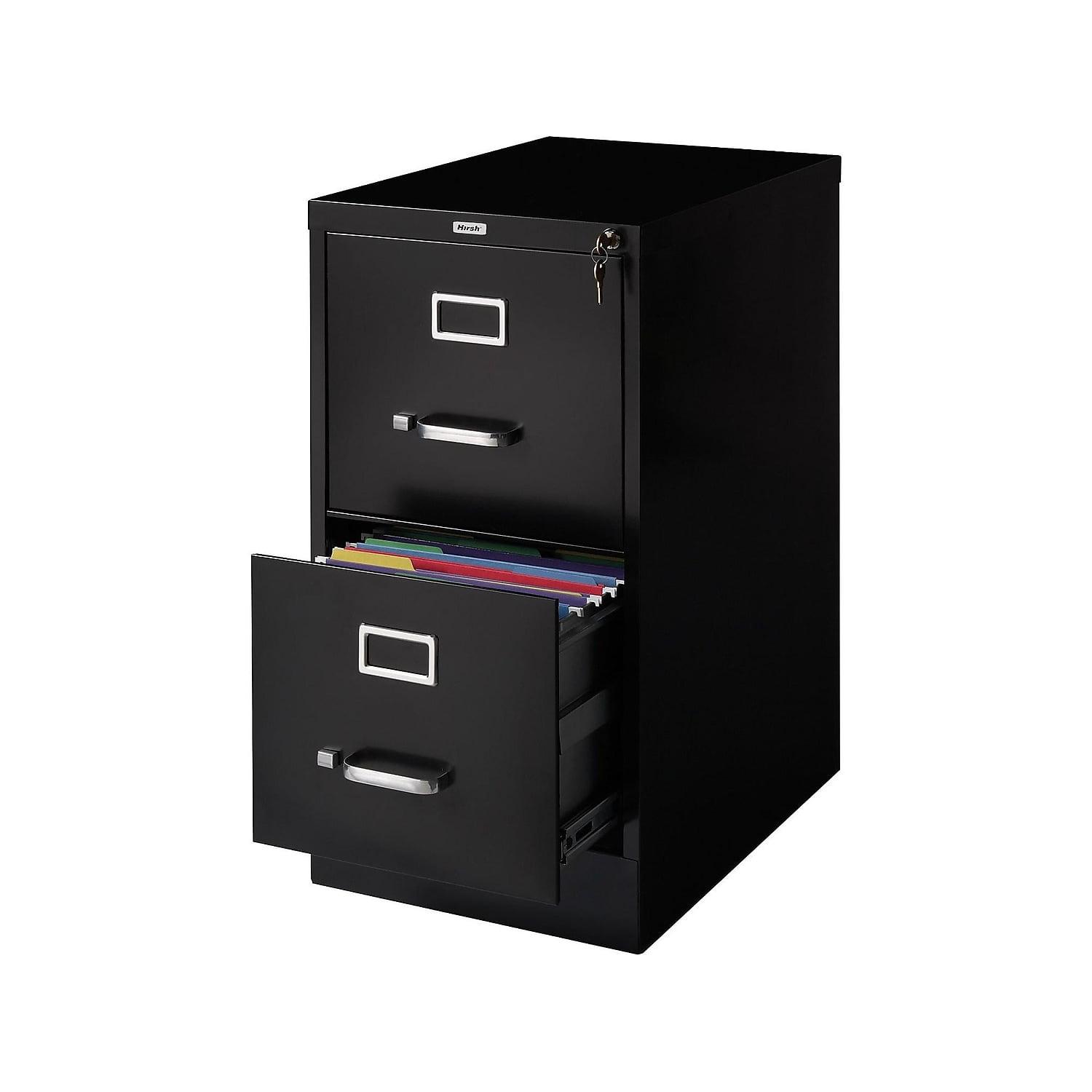 Black 2-Drawer Vertical Lockable File Cabinet with Aluminum Handles